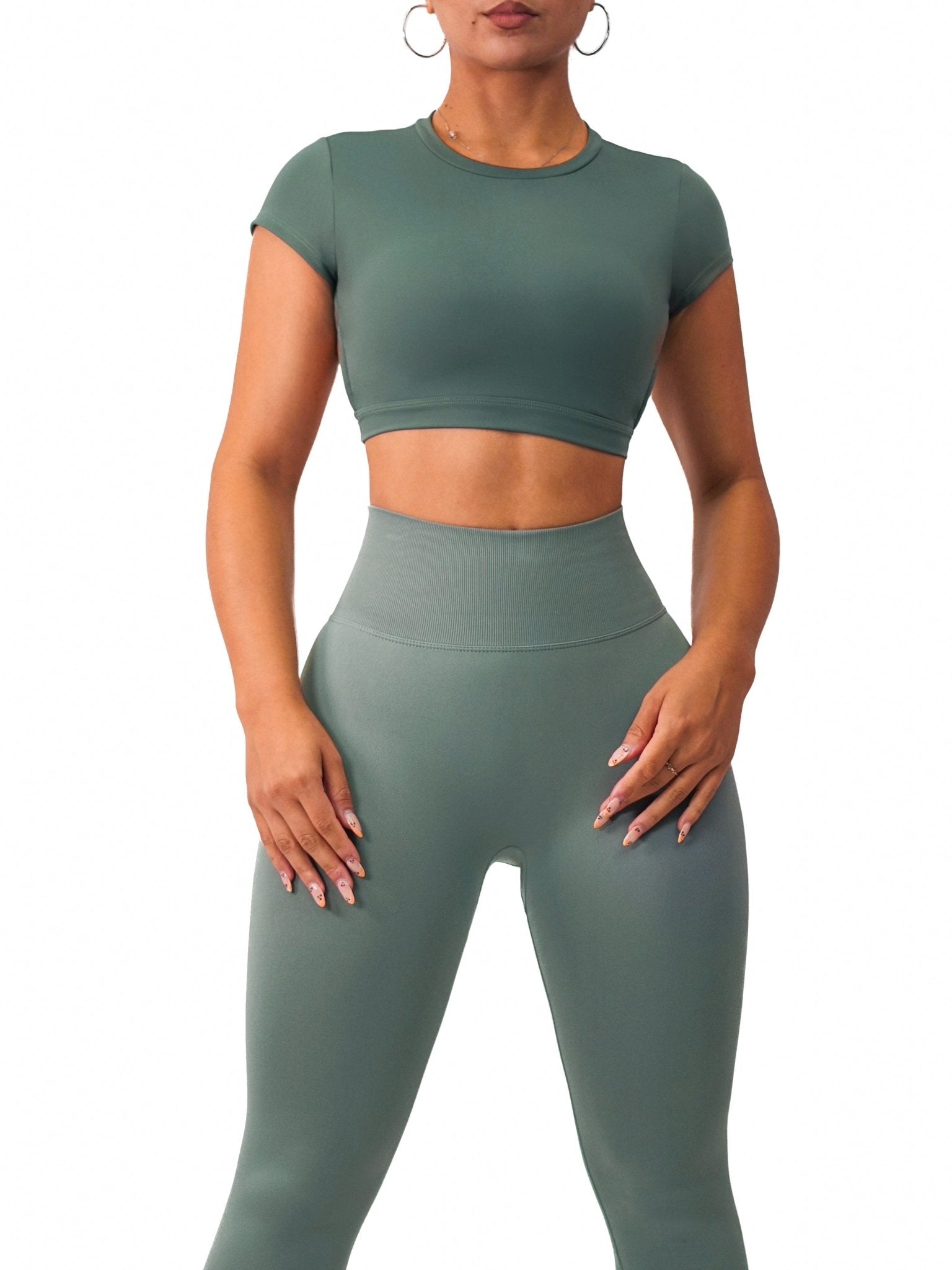 Backless Sports Top (Stone Green) - Fitness Fashioness