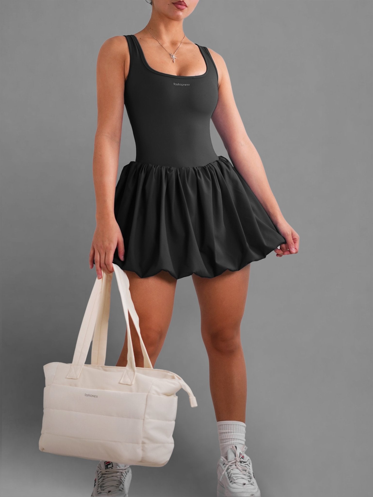 Ballerina Tennis Dress (Black) - Fitness Fashioness