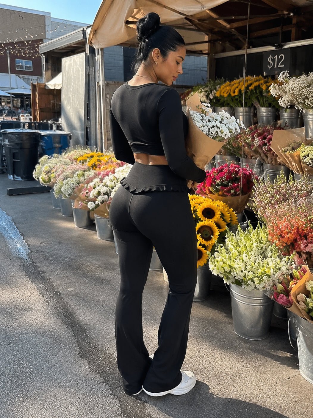 Ballet Ruffled Shaping Leggings (Black) - Fitness Fashioness