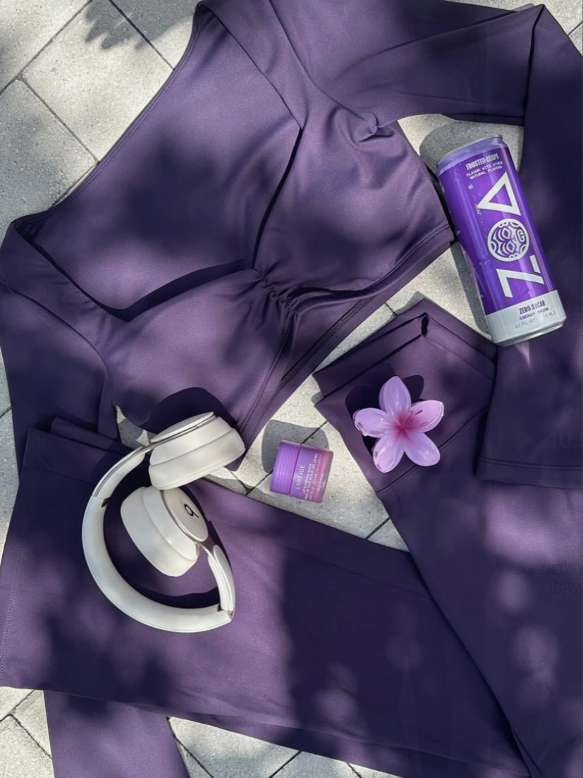 City Girl Flared Long Sleeve Sports Top (Deep Purple) - Fitness Fashioness