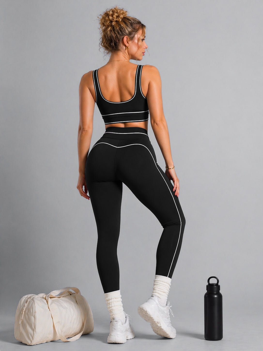 Core Contrast Leggings (Black) - Fitness Fashioness