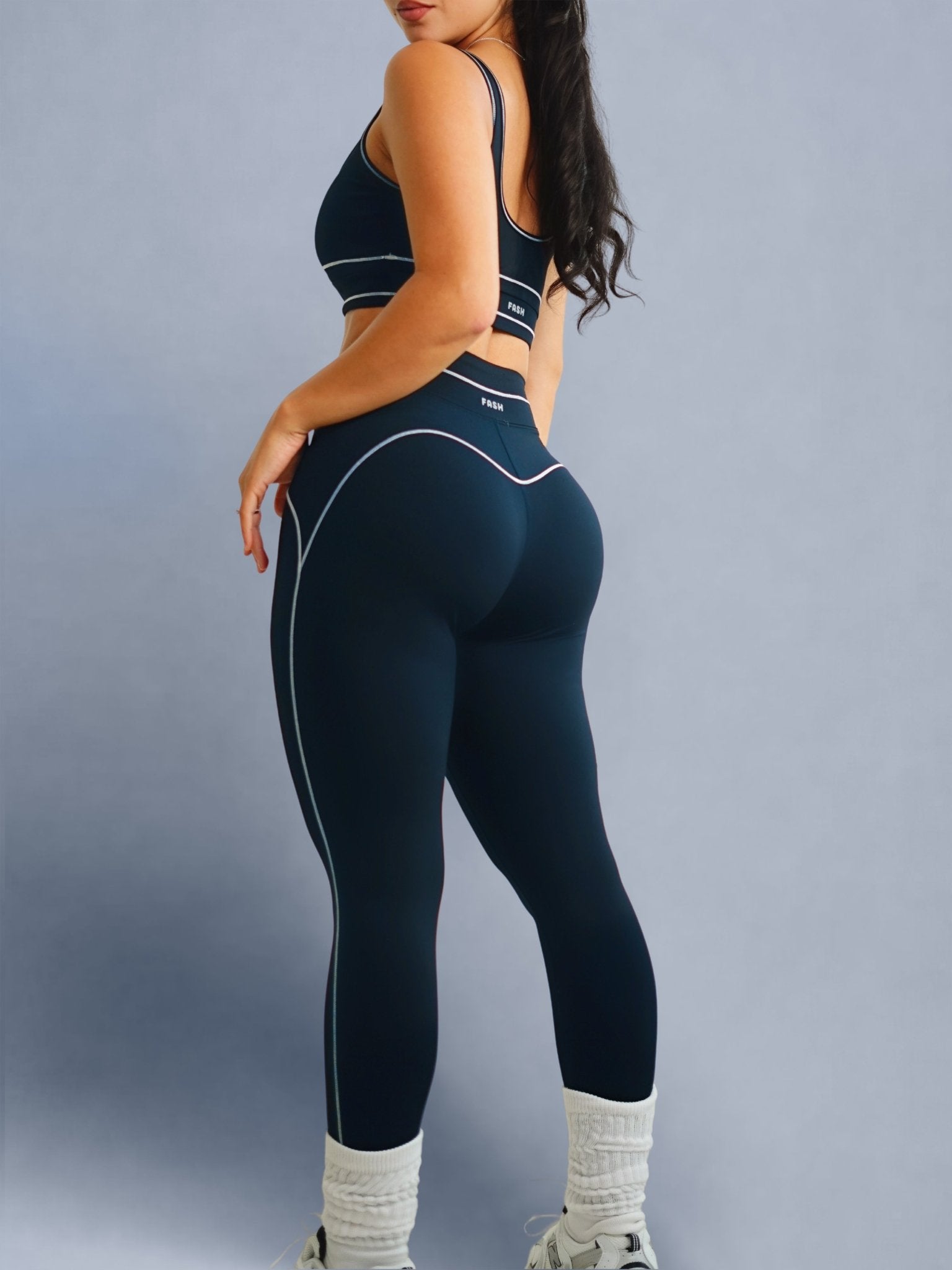 Core Contrast Leggings (True Navy) - Fitness Fashioness