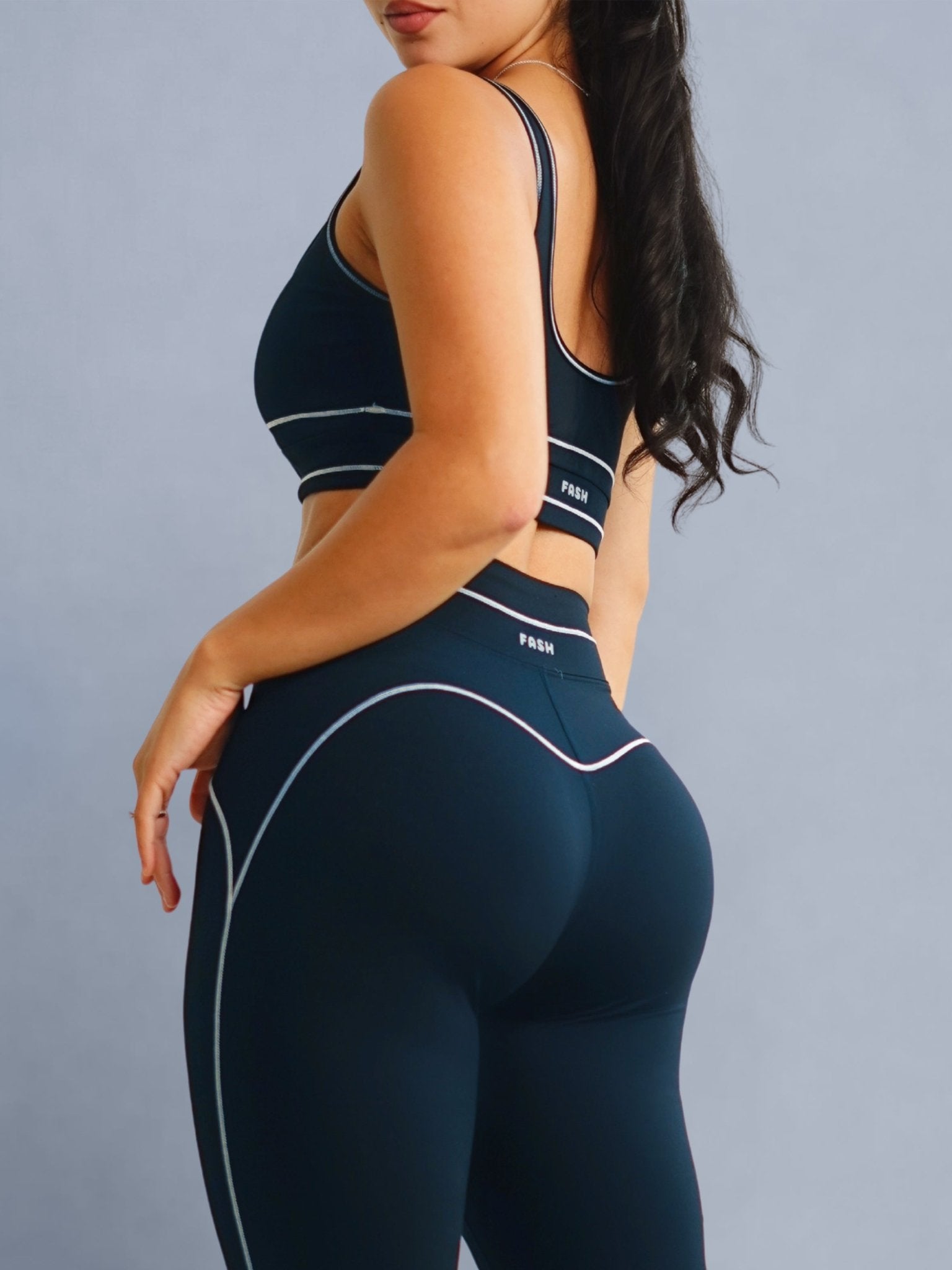 Core Contrast Sports Bra (True Navy) - Fitness Fashioness