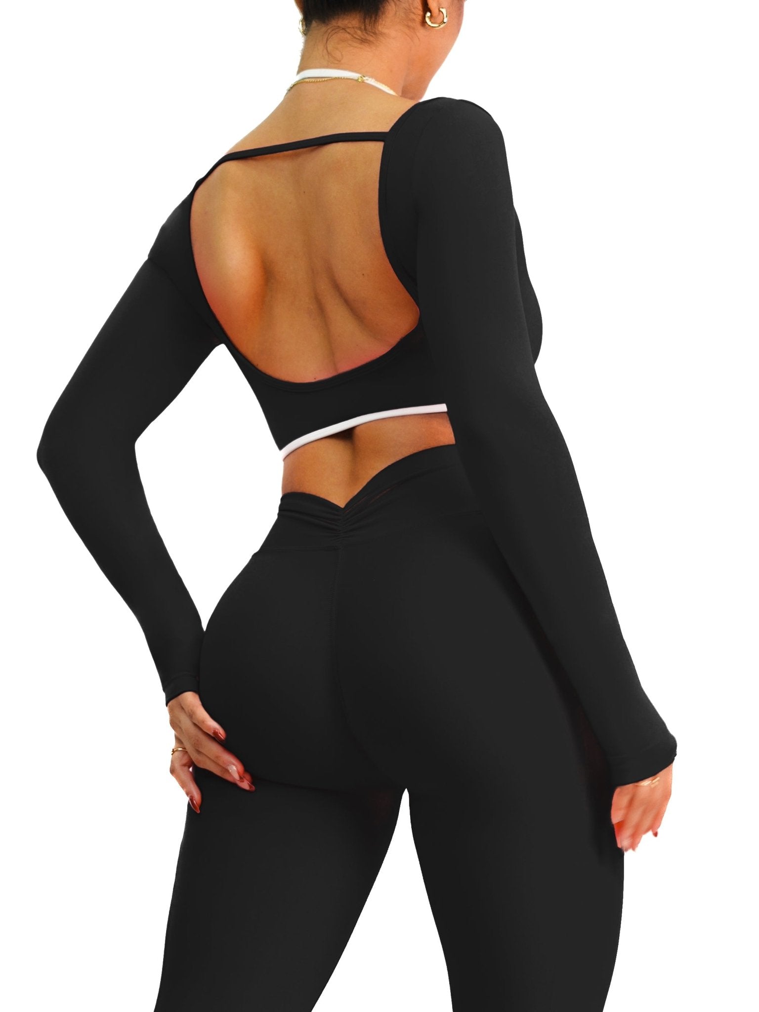 Couture Long Sleeve Sports Top (Black) - Fitness Fashioness