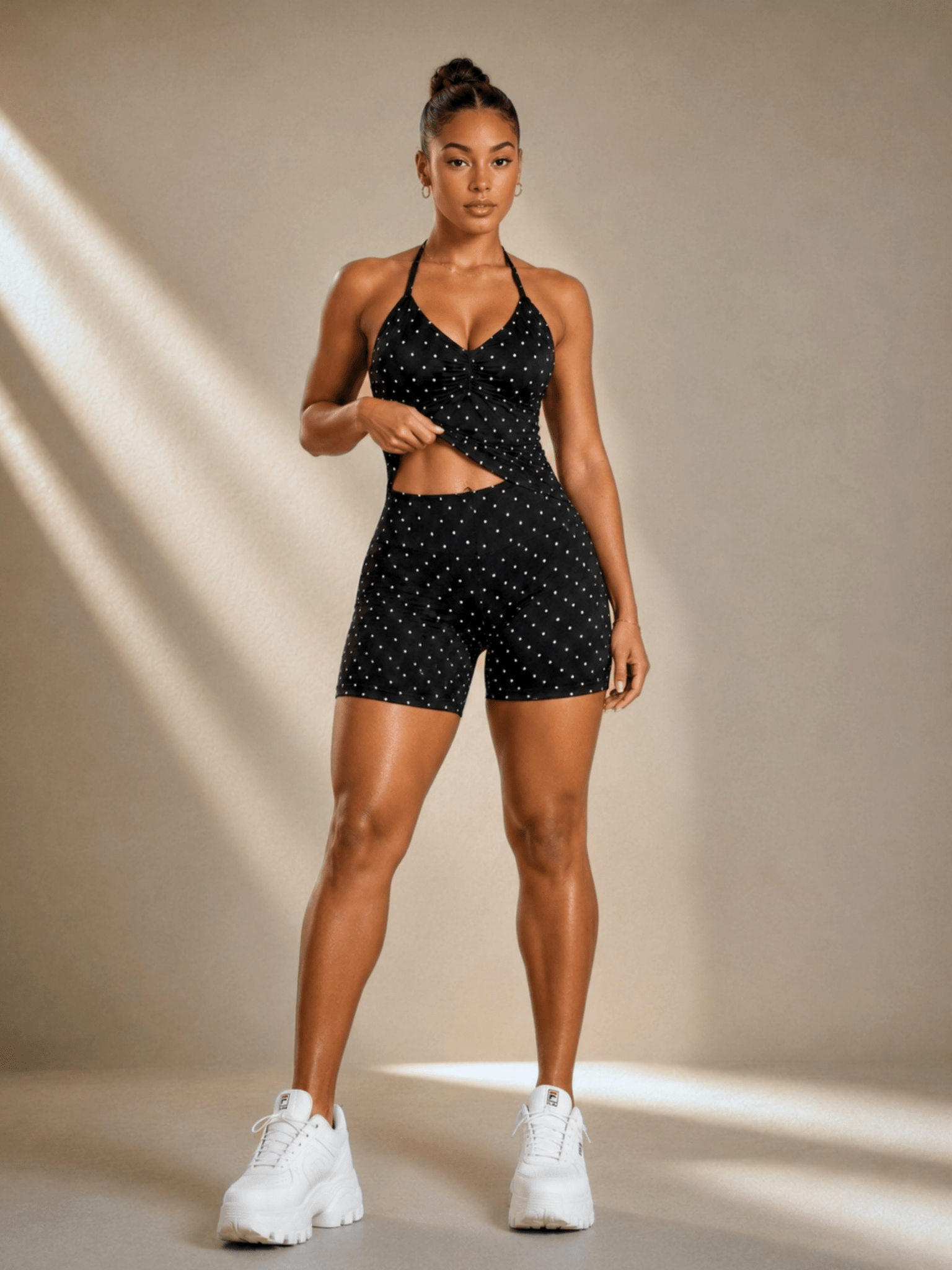 Curve Club Shorts (Black Polka Dot) - Fitness Fashioness