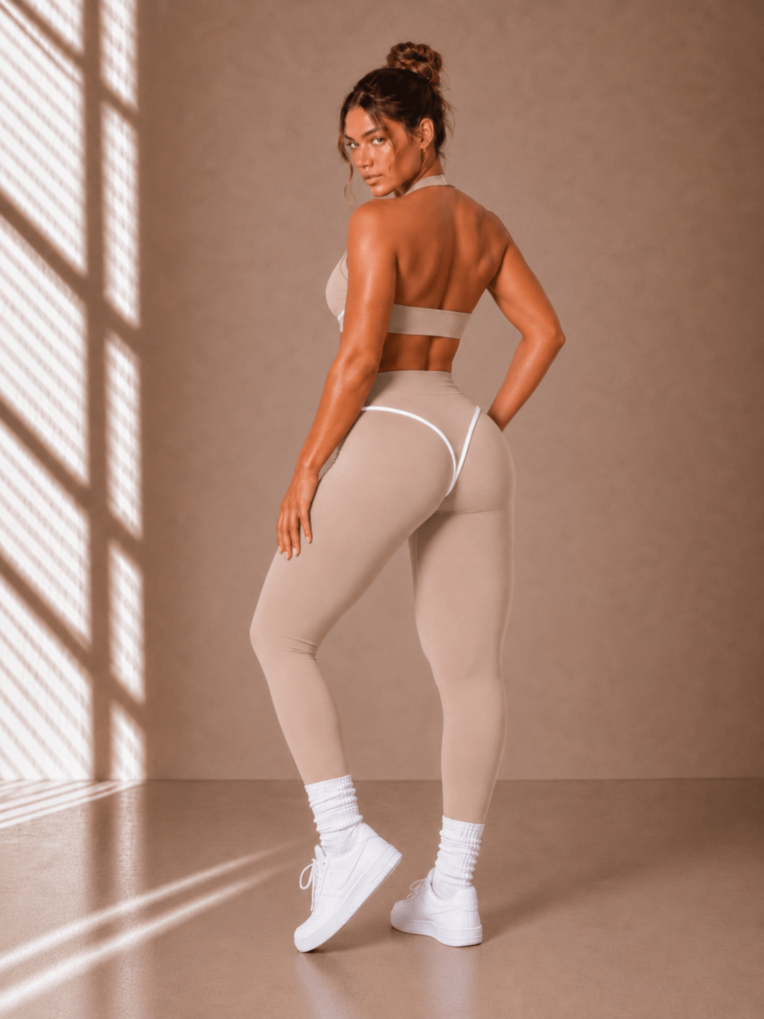 Curve Contrast Leggings (Toasted Coconut) - Fitness Fashioness