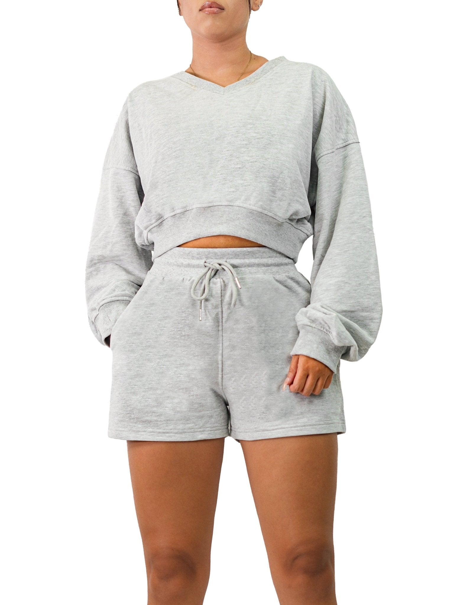 Curvy Cropped Sweatshirt (Gray) - Fitness Fashioness