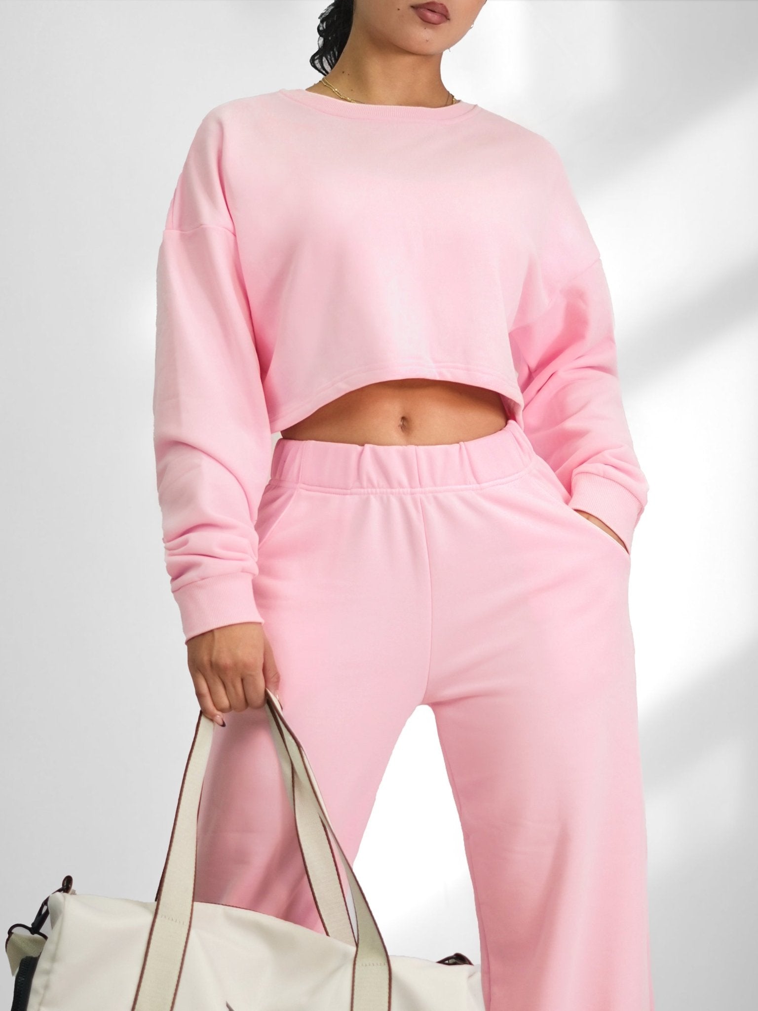 Cutesy Slit Back Sweatshirt (Blossom Pink) - Fitness Fashioness