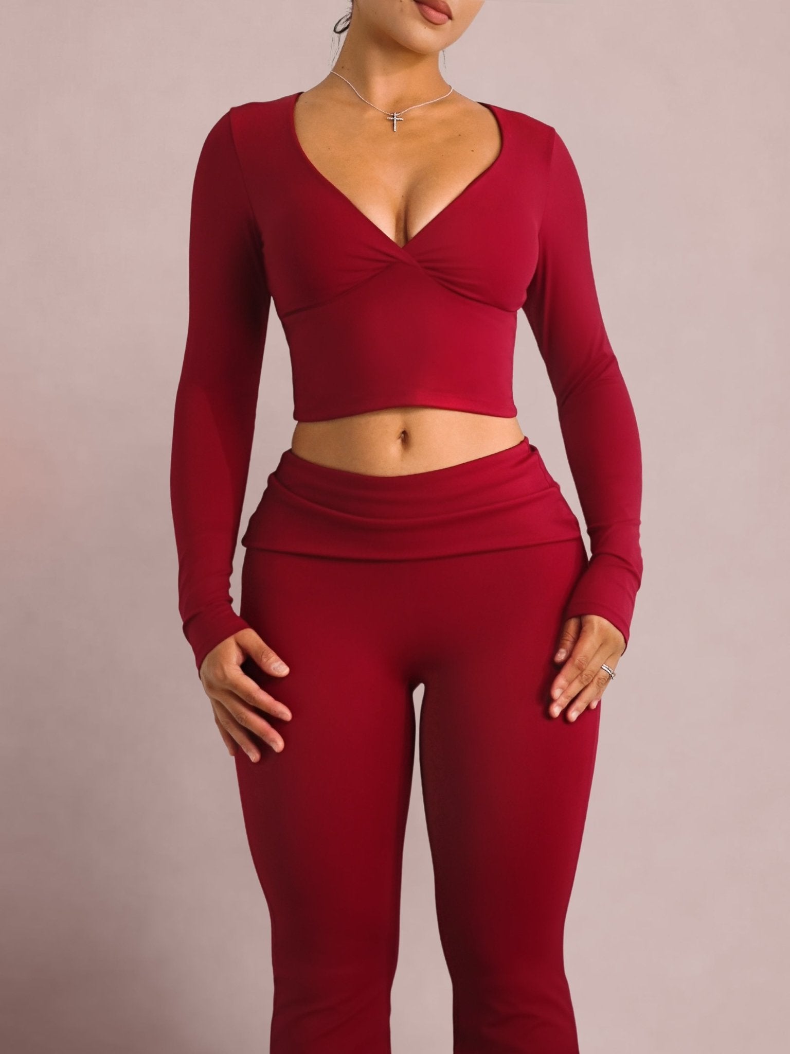Effortless Long Sleeve Sports Top (Hibiscus Red) - Fitness Fashioness