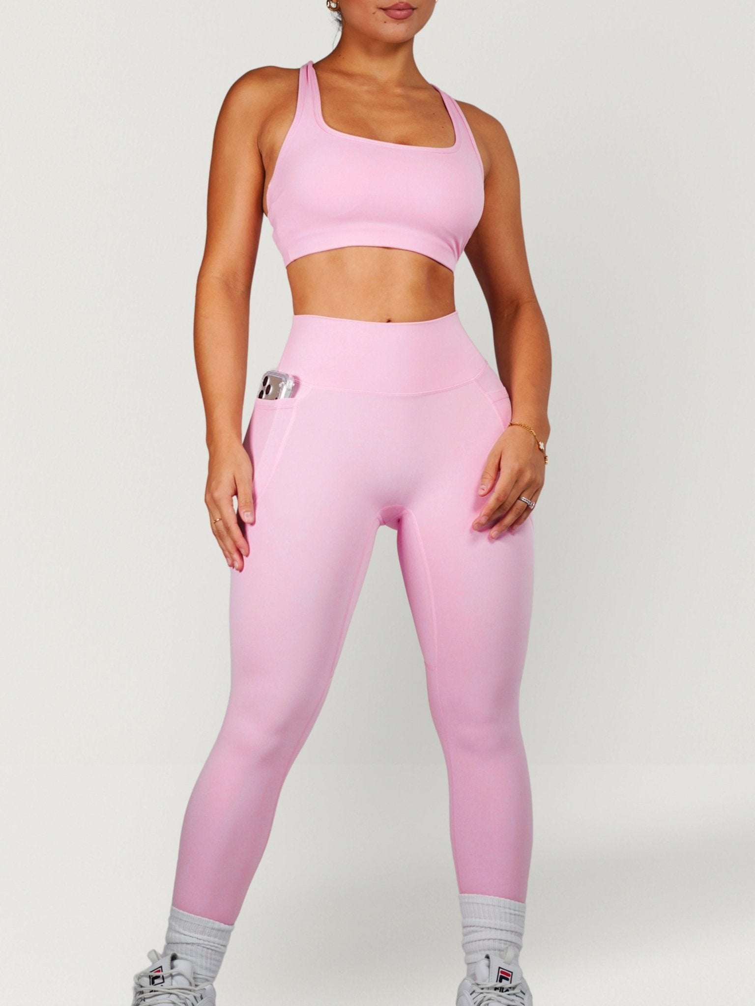Essential Pocket Leggings (Powder Pink) - Fitness Fashioness