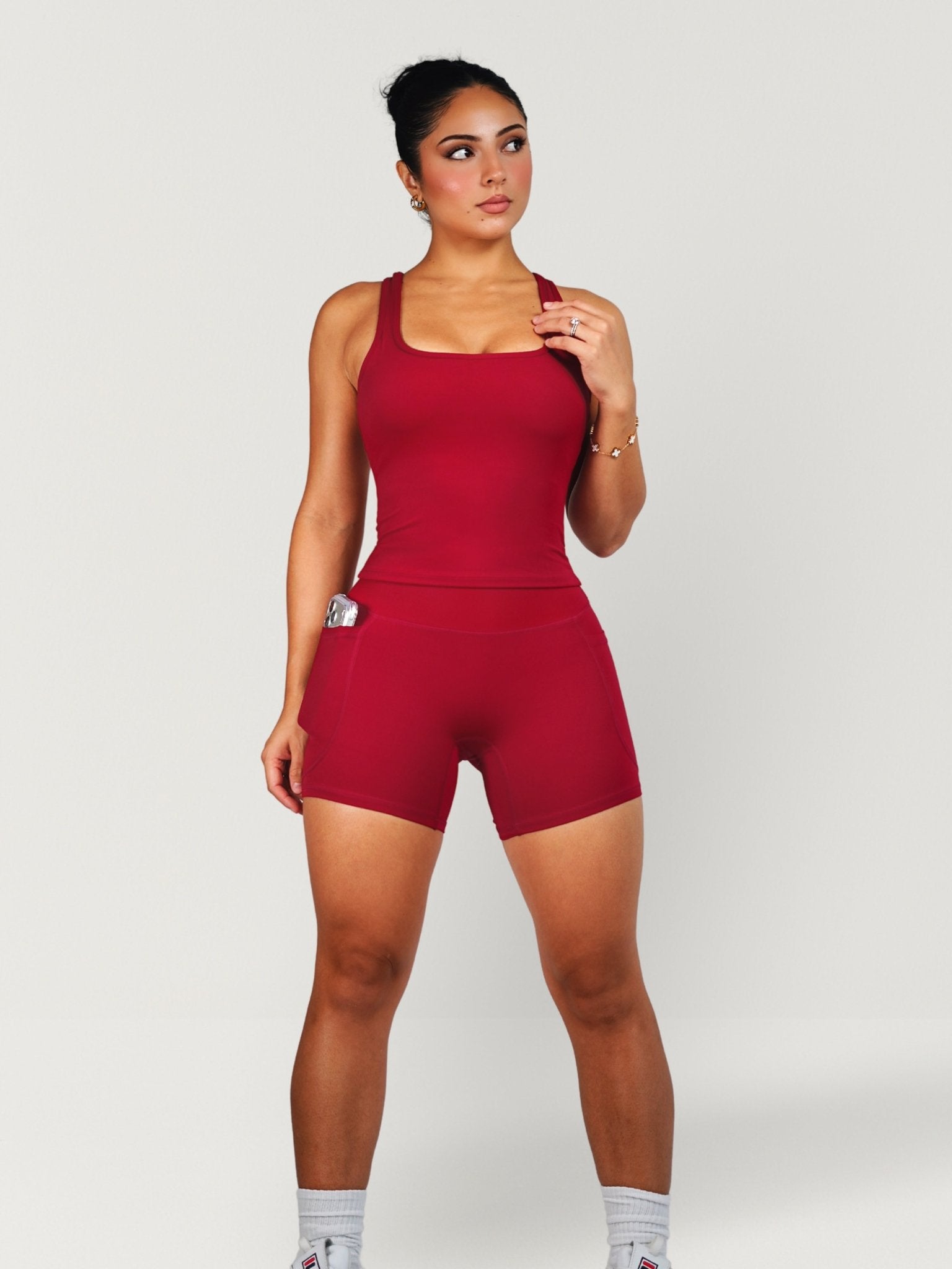 Essential Pocket Shorts (Cherry Crush) - Fitness Fashioness