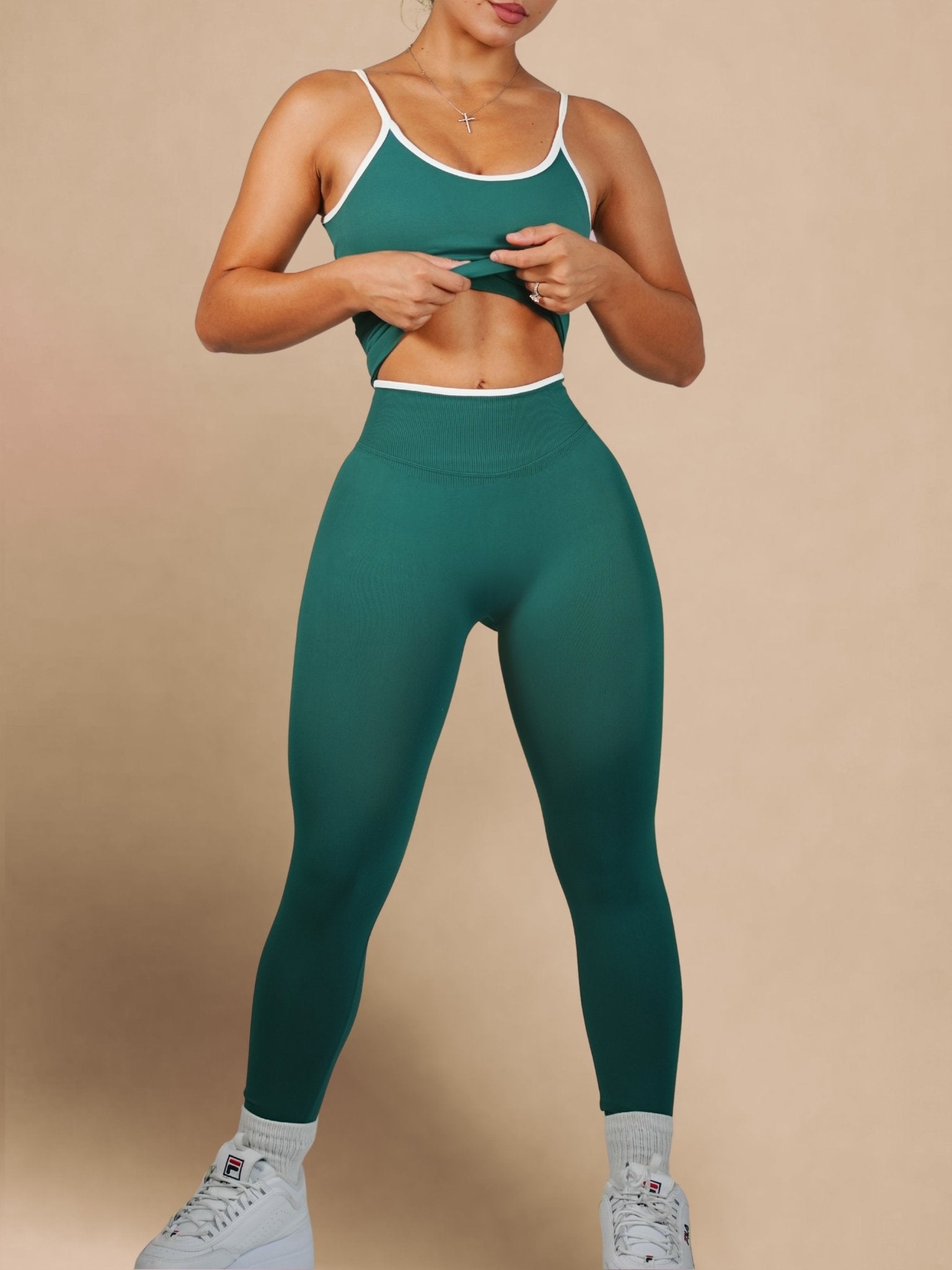 Figure Contrast Leggings (Jade) - Fitness Fashioness