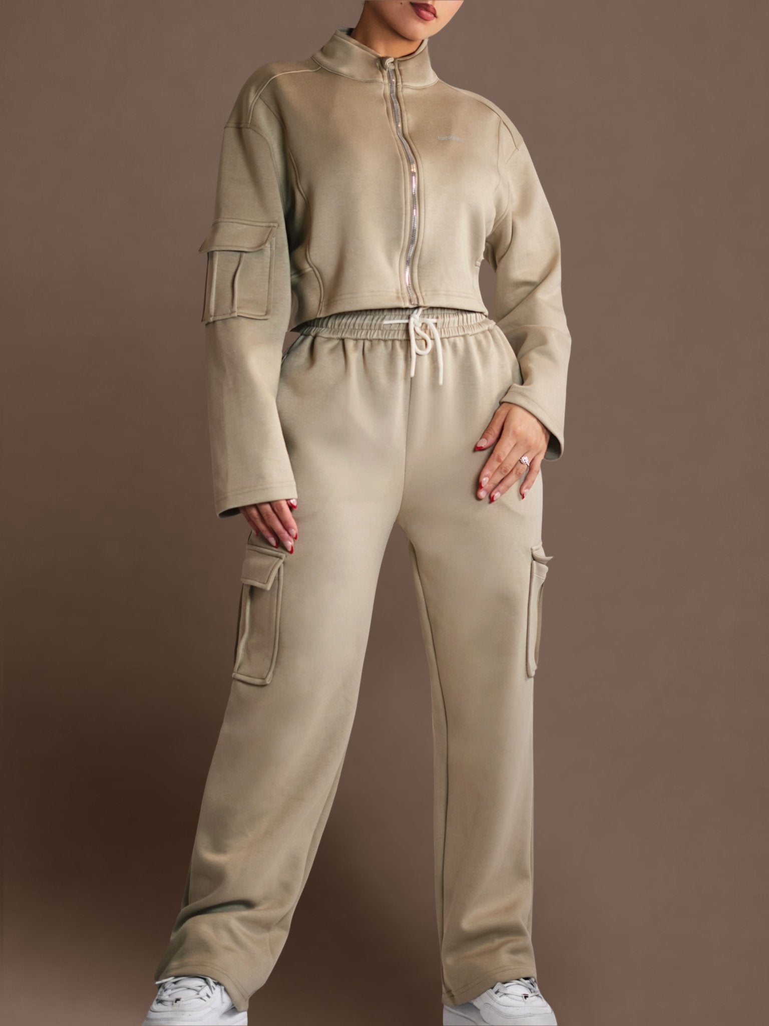 Lounge Mode Cargo Joggers (Soft Nude) - Fitness Fashioness