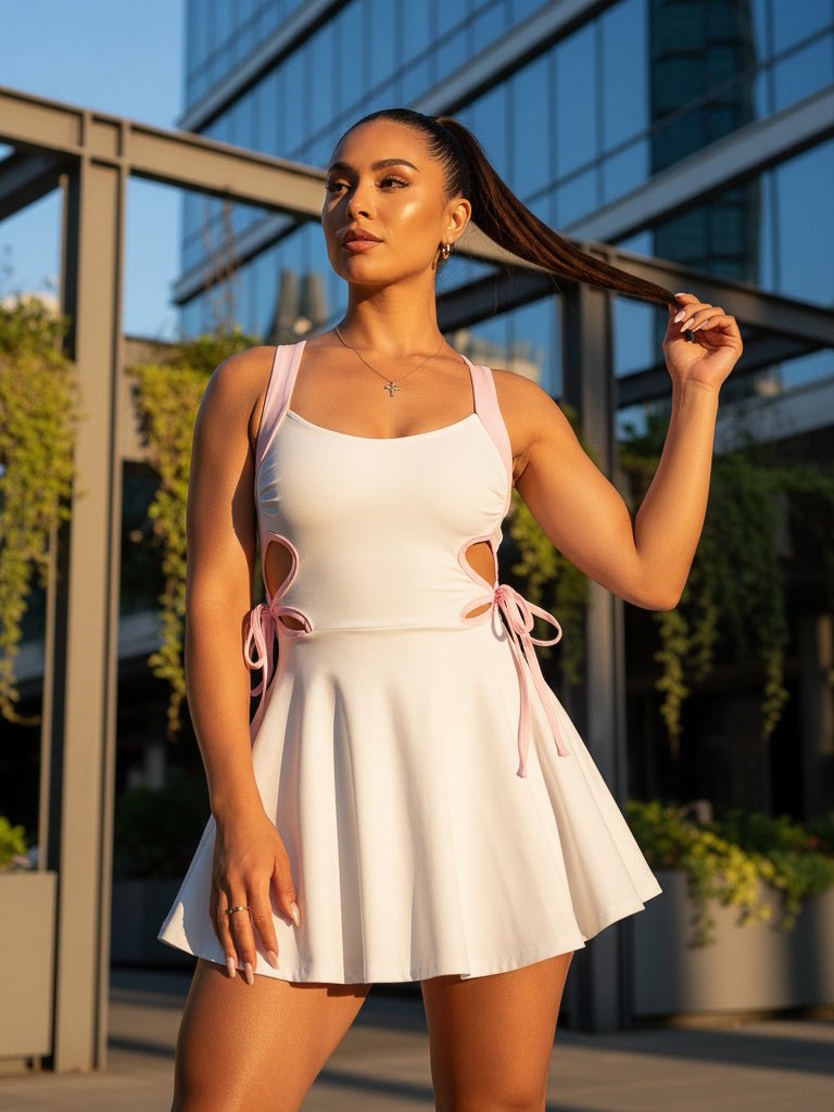Love - Laced Tennis Dress (White) - Fitness Fashioness