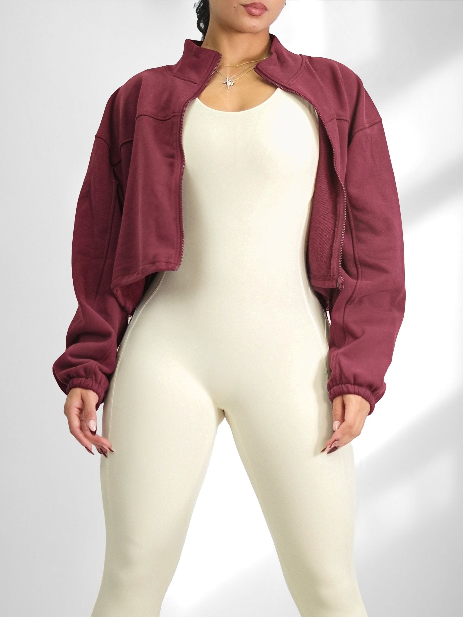 Luxe Adjustable Zipper Jacket (Chamboard) - Fitness Fashioness