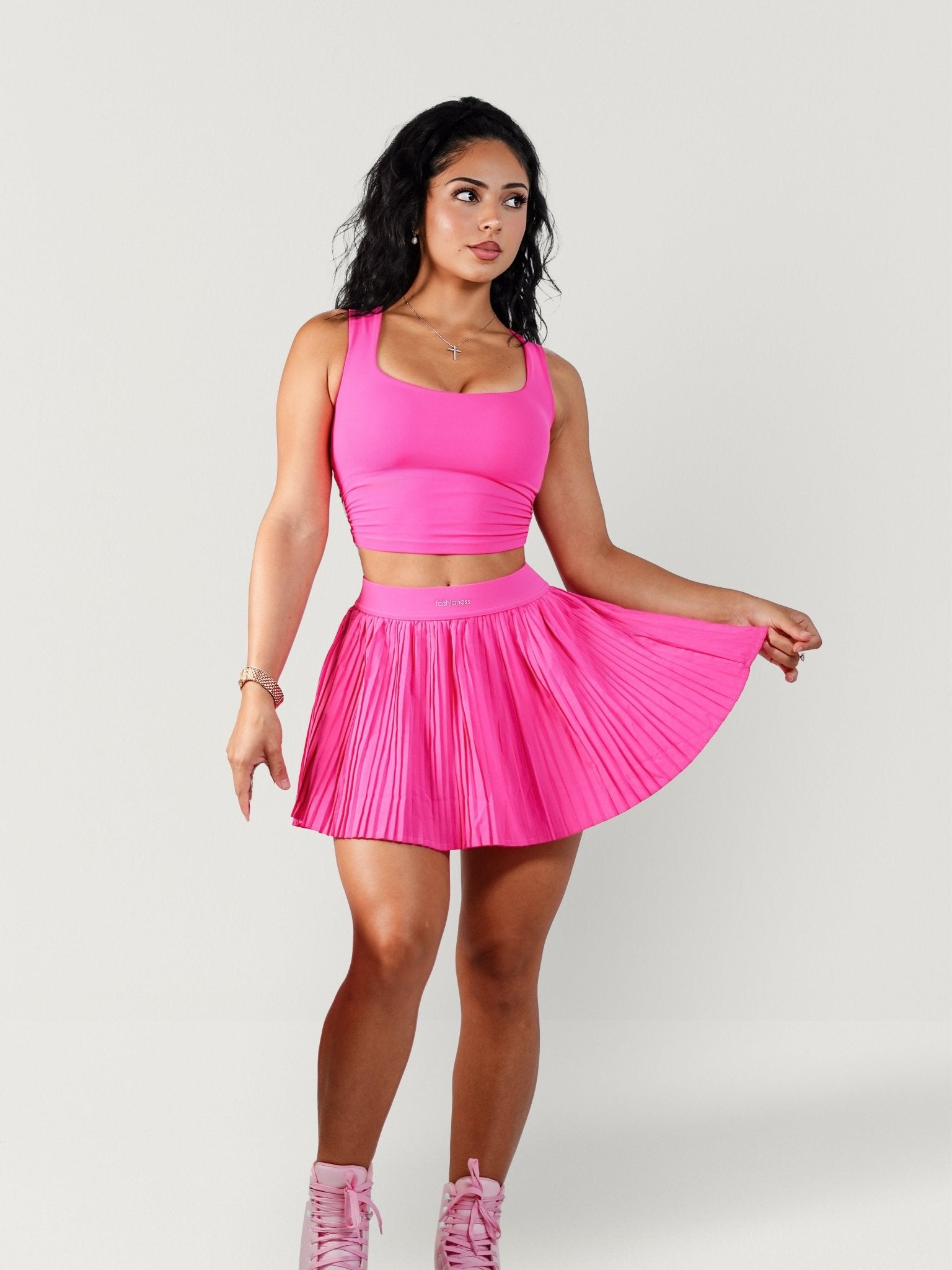 Malibu Tennis Skirt (Hot Pink) - Fitness Fashioness