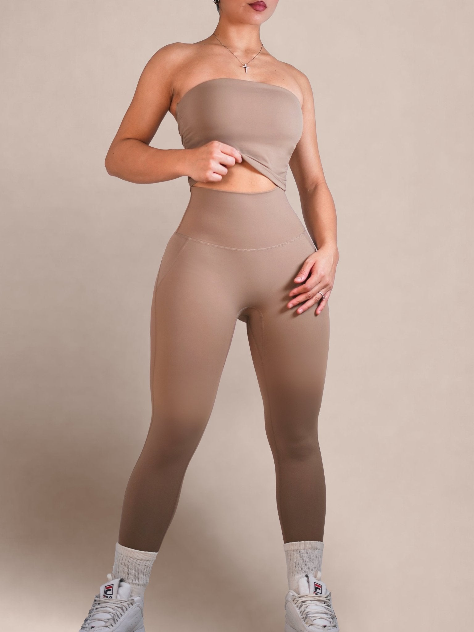 Milestone High Waisted Leggings (Birch) - Fitness Fashioness