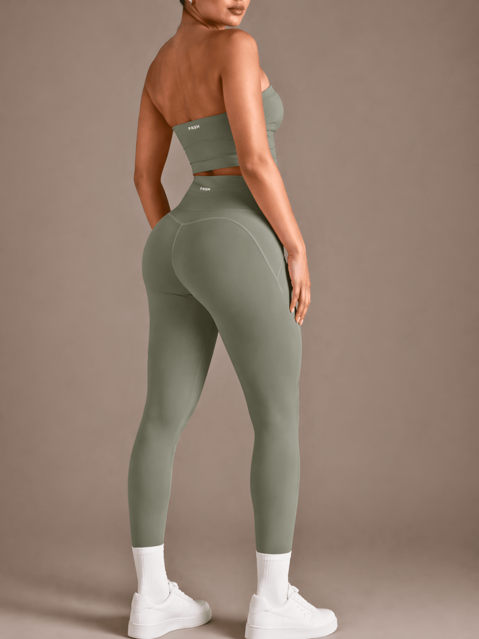 Milestone High Waisted Leggings (Eucalyptus Kiss) - Fitness Fashioness