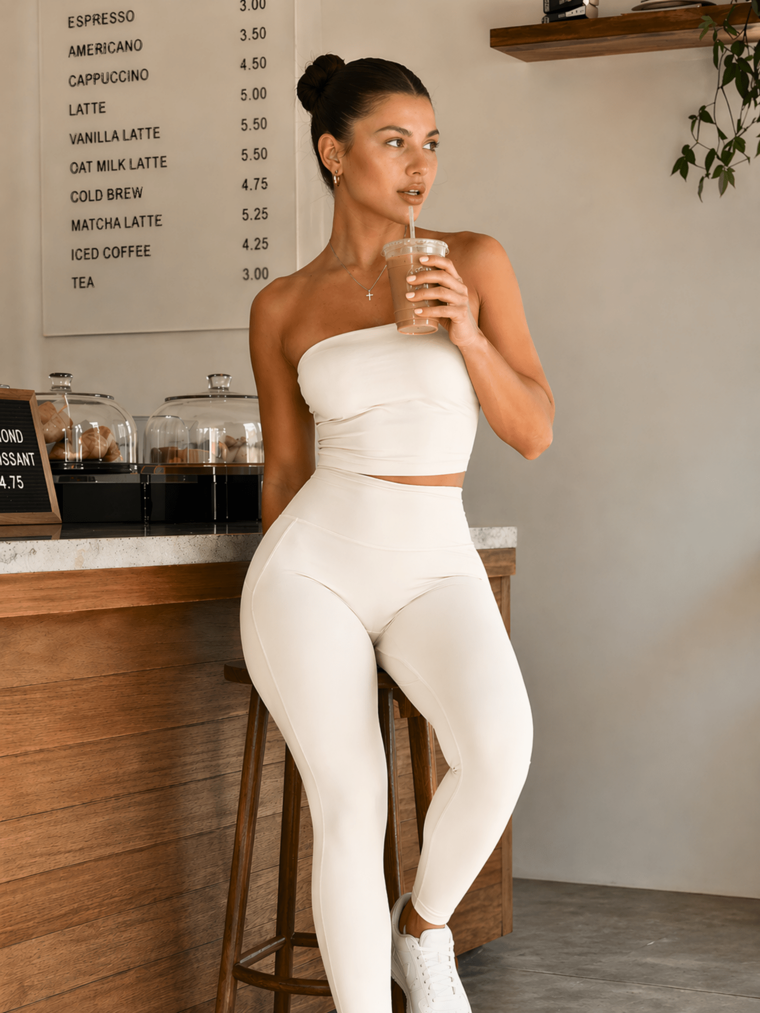 Milestone High Waisted Leggings (Vanilla Bean) - Fitness Fashioness