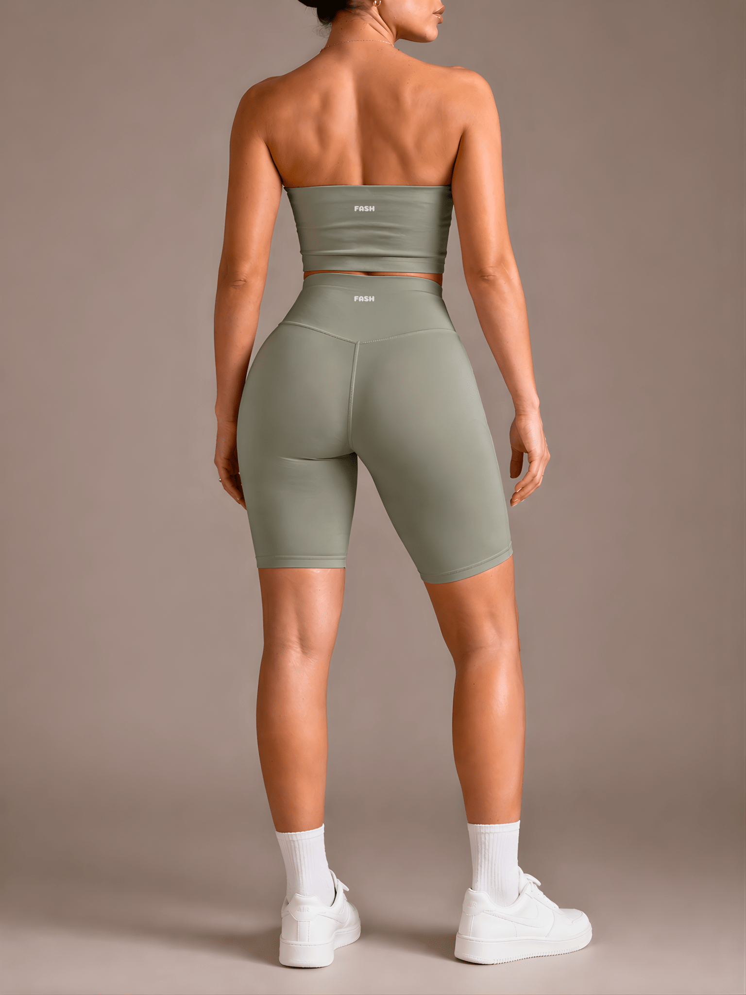 Milestone High Waisted Shorts (Eucalyptus Kiss) - Fitness Fashioness