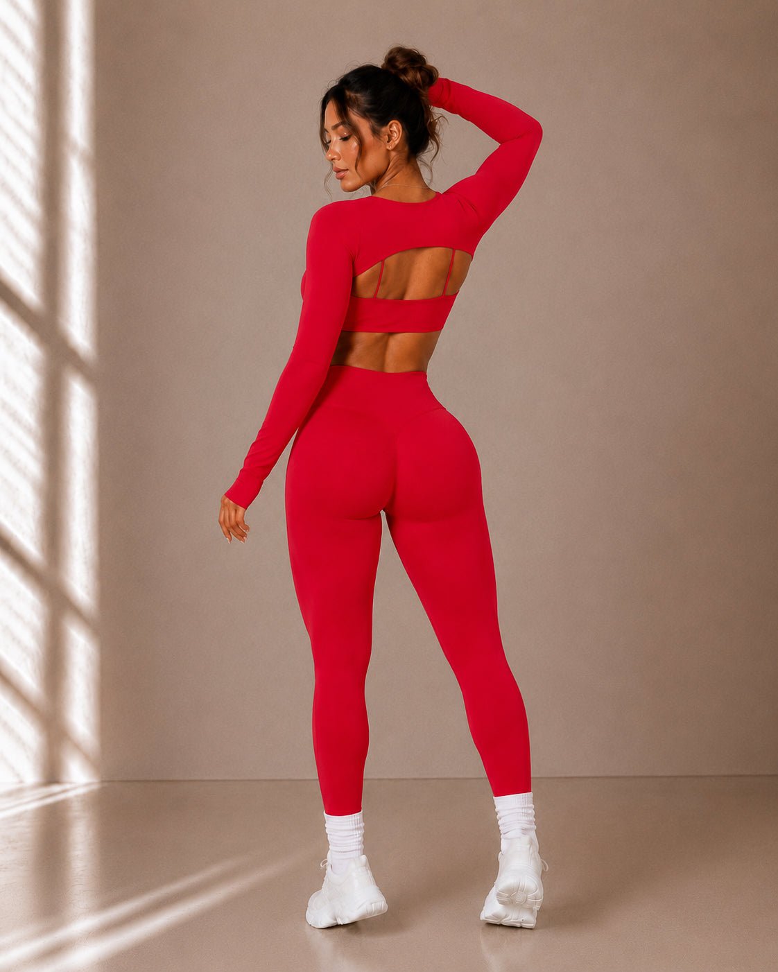 Motion Sculpt Leggings (Red Aura) - Fitness Fashioness