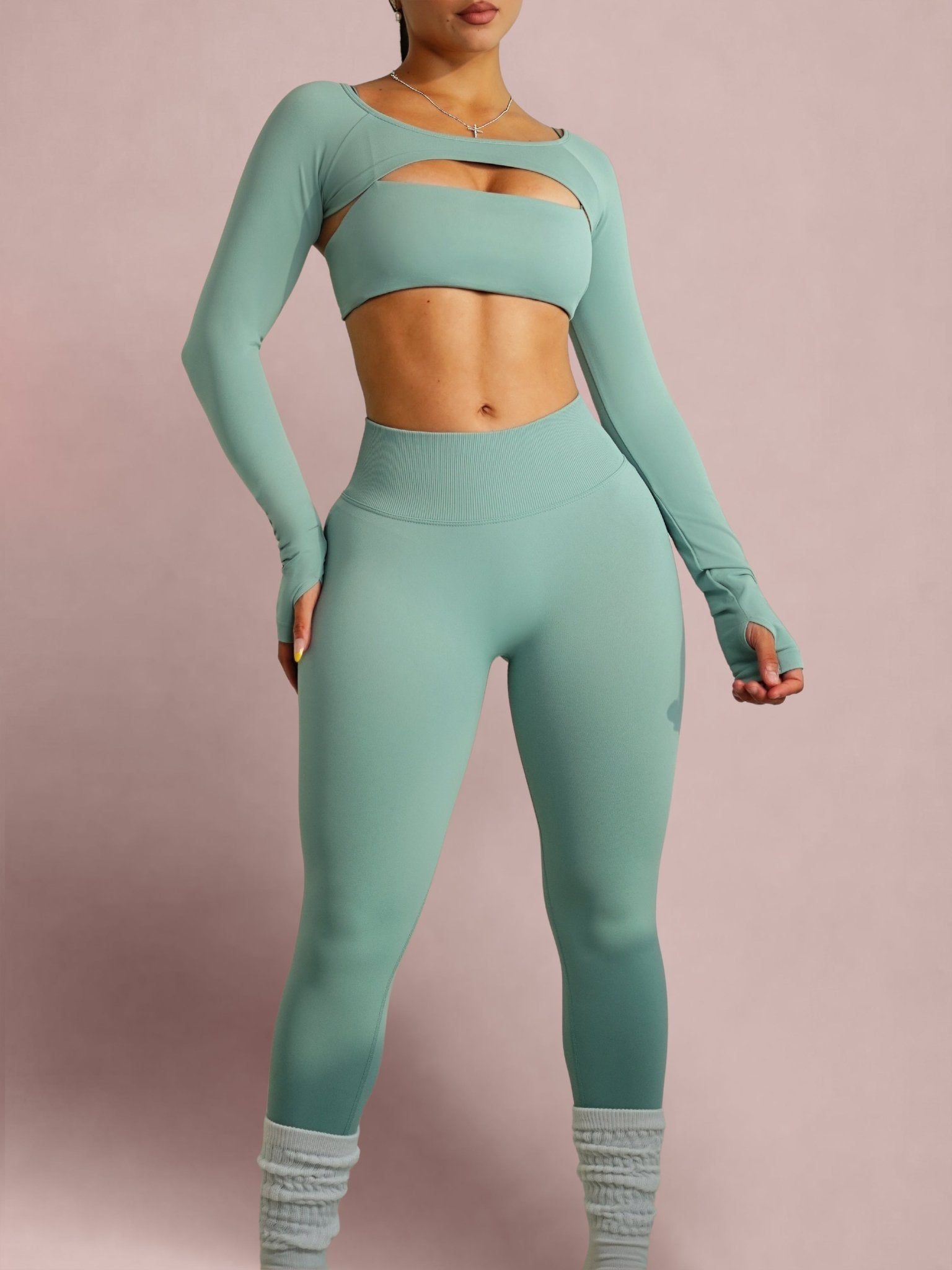 Motion Sculpt Leggings (Vintage Mint) - Fitness Fashioness