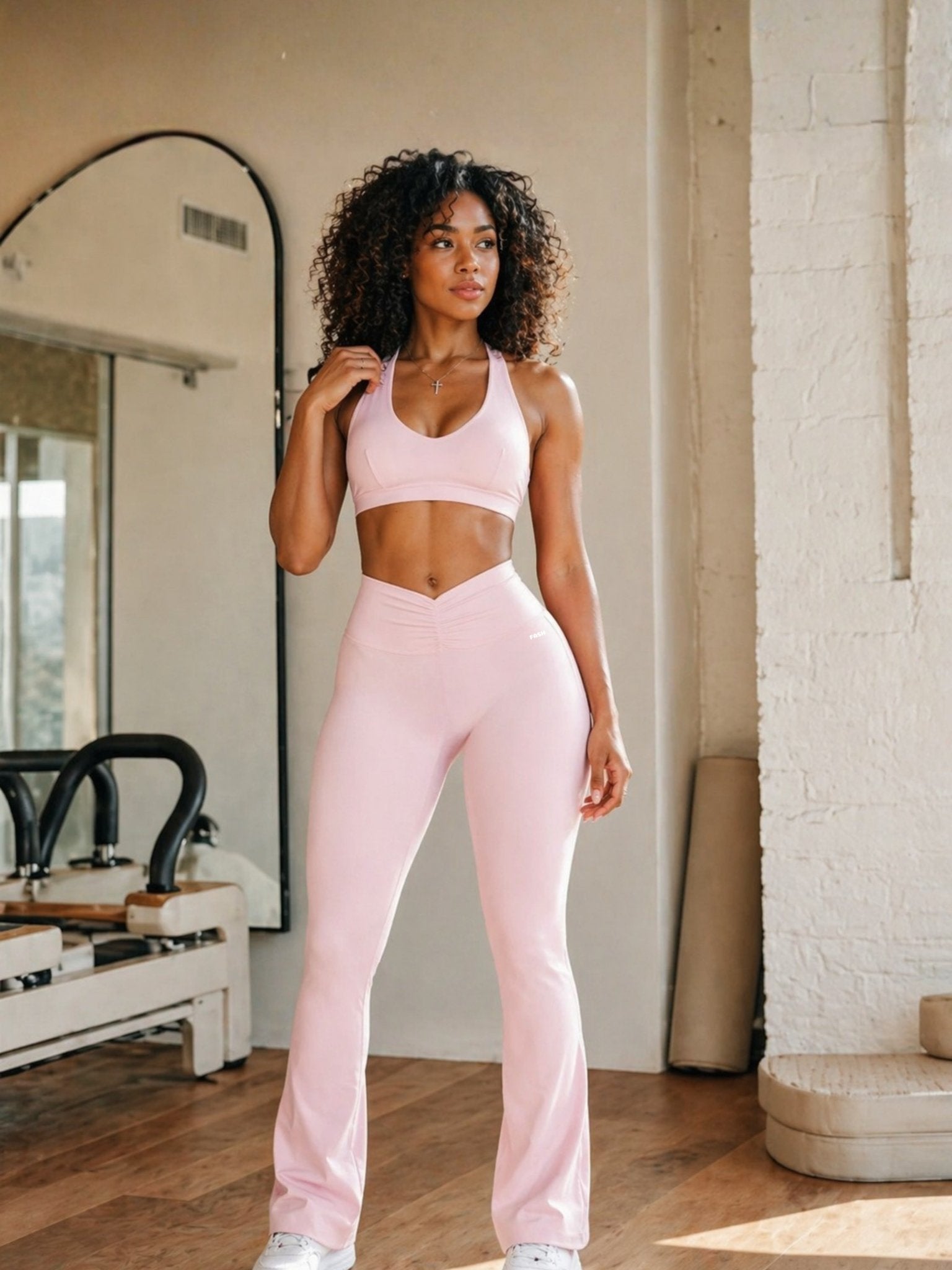 Pilates Core Flare Leggings (Ballet Pink) - Fitness Fashioness