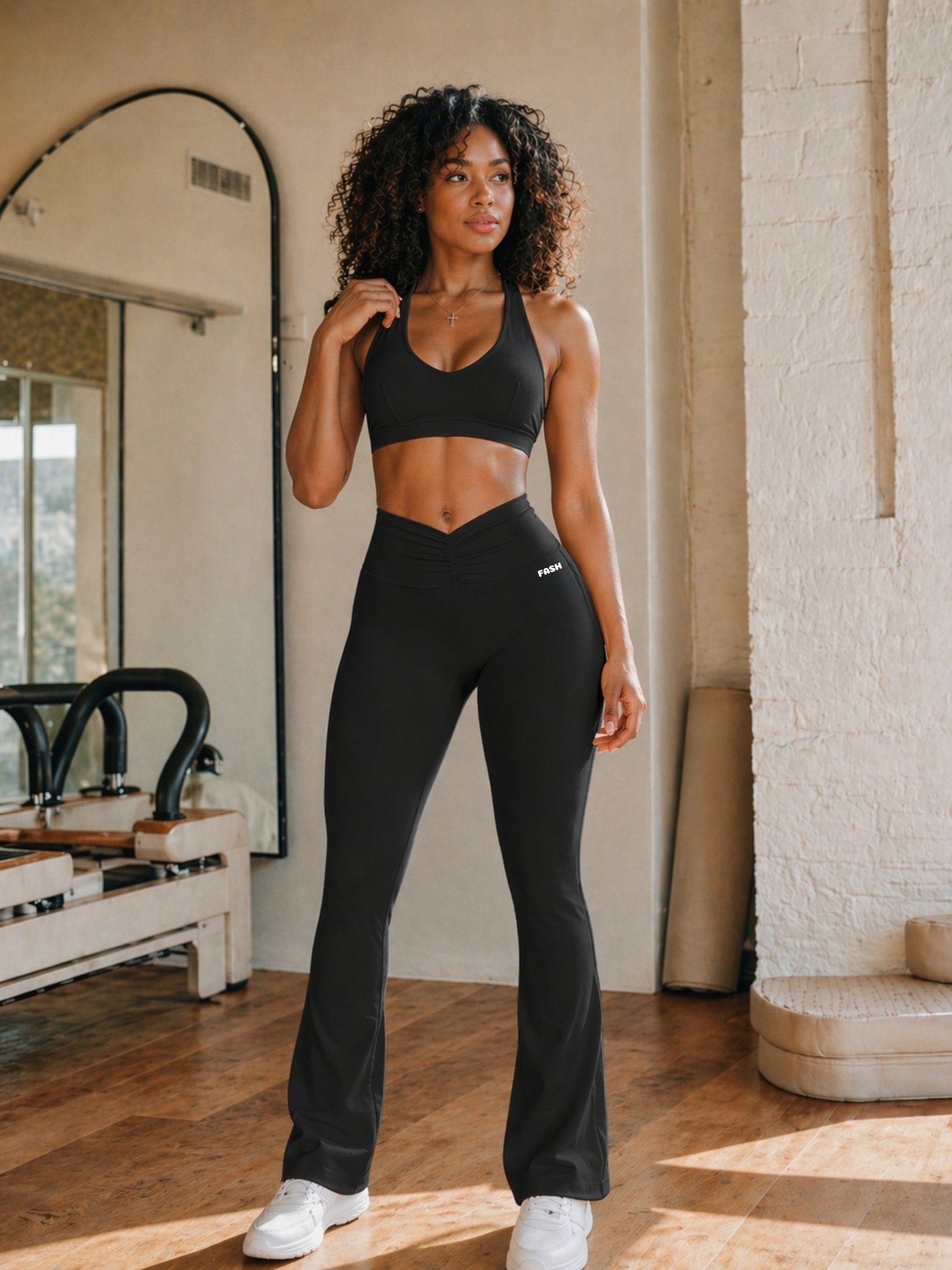 Pilates Core Flare Leggings (Black) - Fitness Fashioness