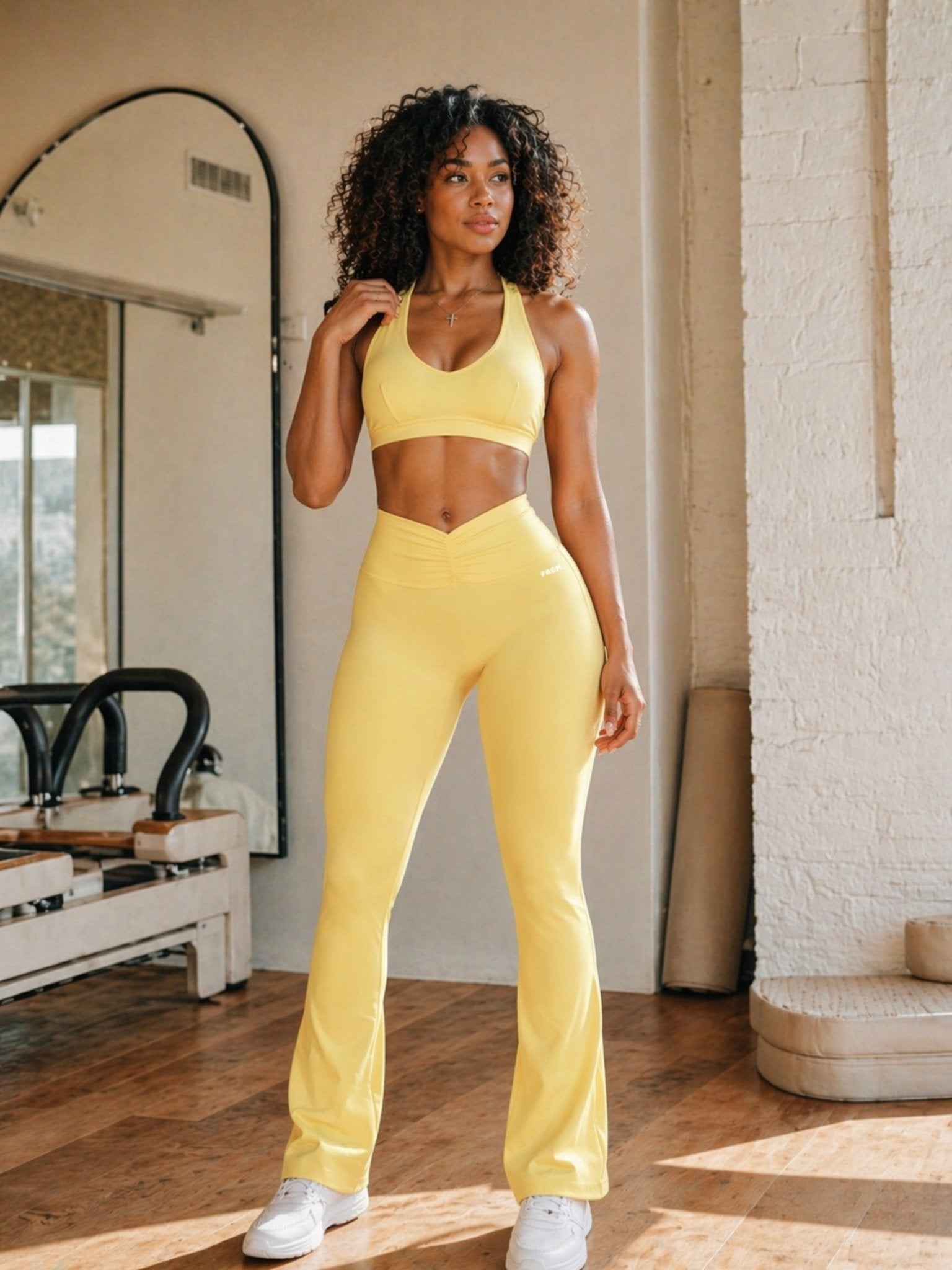 Pilates Core Flare Leggings (Sunpetal) - Fitness Fashioness