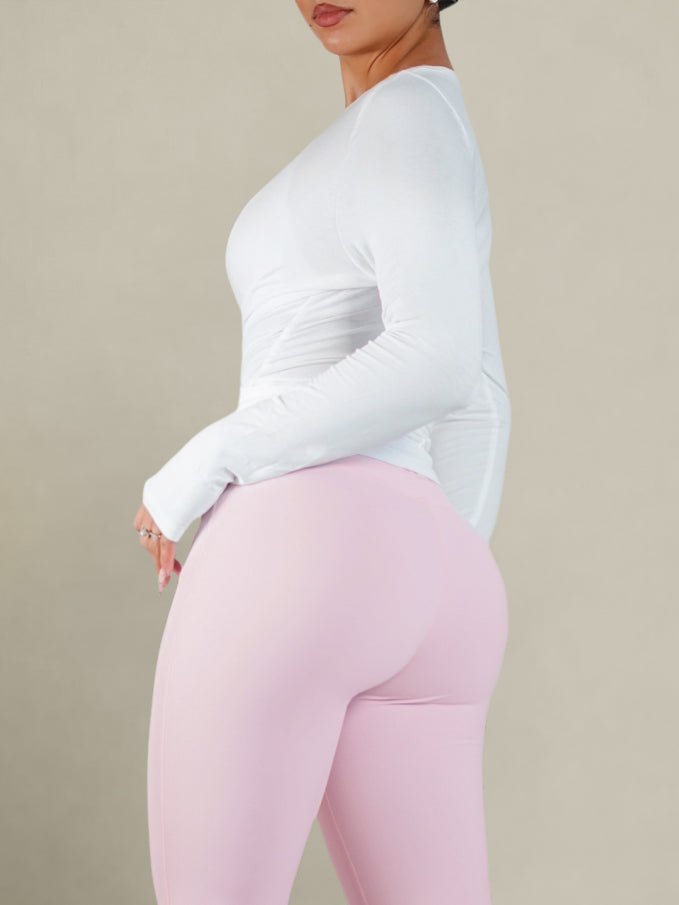 Pilates Core Wrap Top (White) - Fitness Fashioness