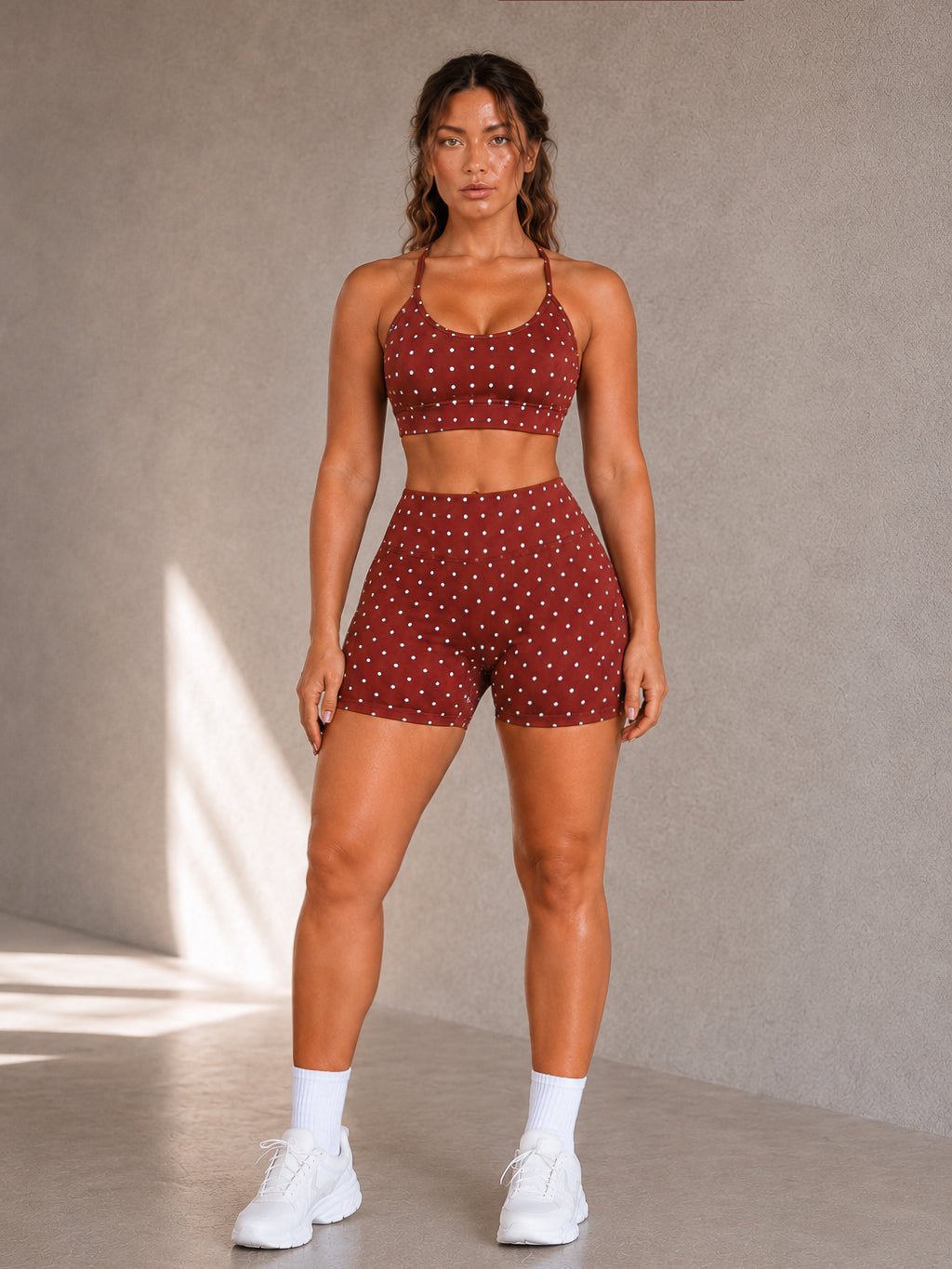 Polka Dot Print Shorts (Auburn) - Fitness Fashioness