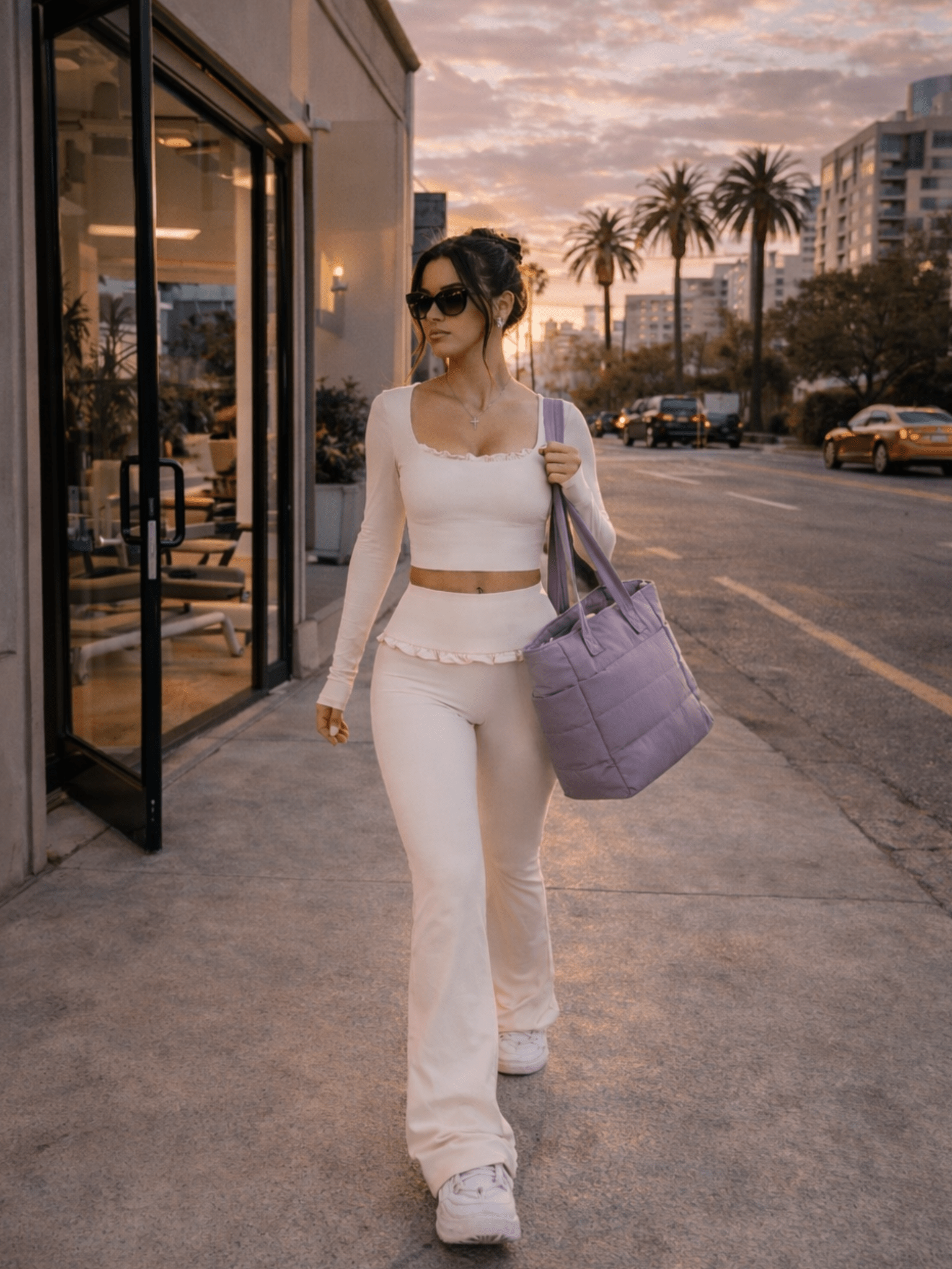 (PRE - ORDER) Ballet Ruffled Long Sleeve Sports Top (Swan) - Fitness Fashioness