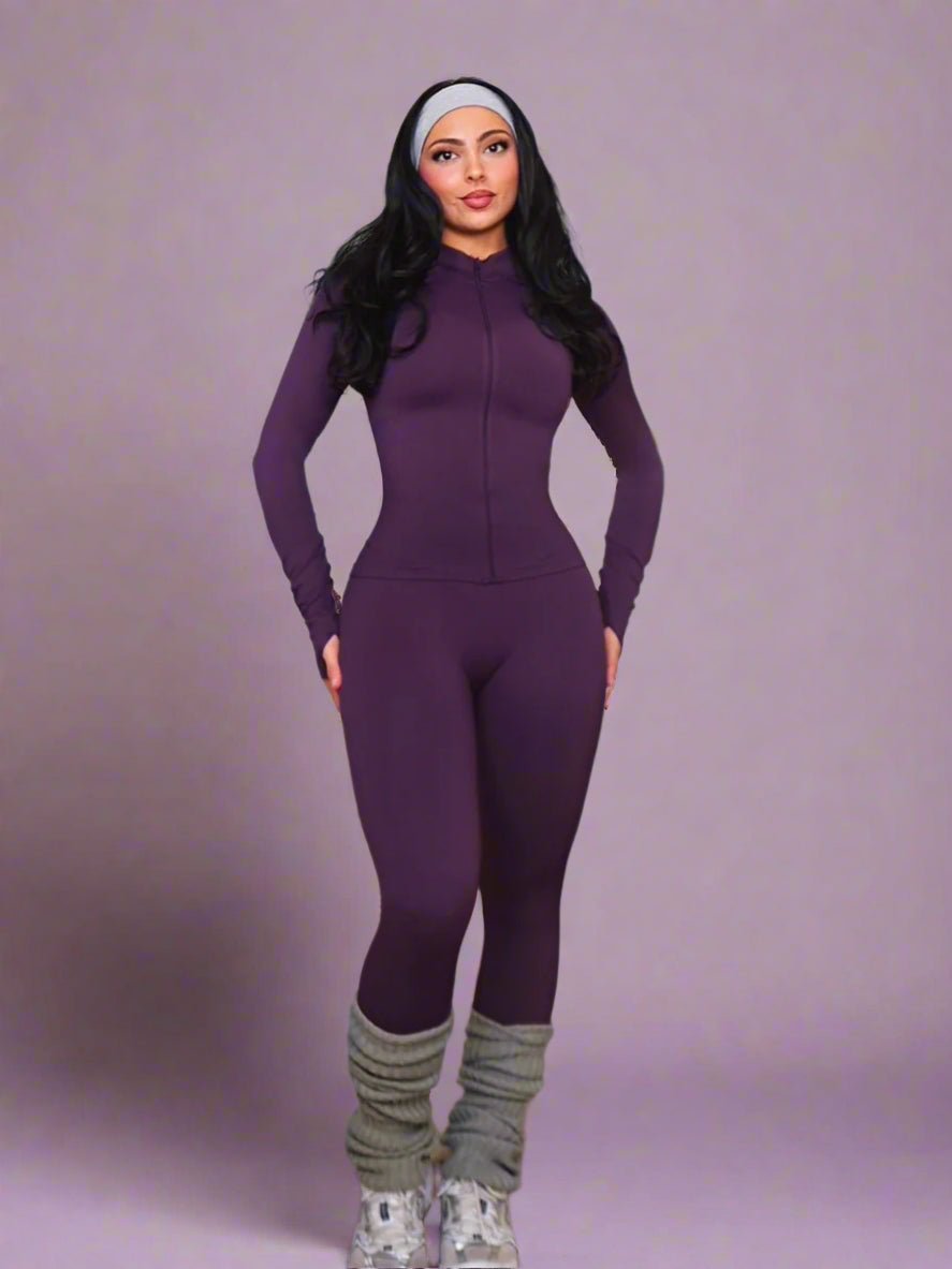 (PRE - ORDER) Curve Club Jacket (Blackberry Purple) - Fitness Fashioness