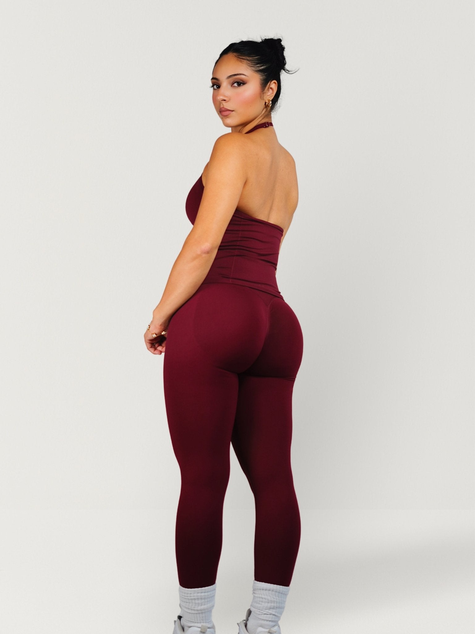 (PRE - ORDER) Curve Club Leggings (Deep Cherry) - Fitness Fashioness