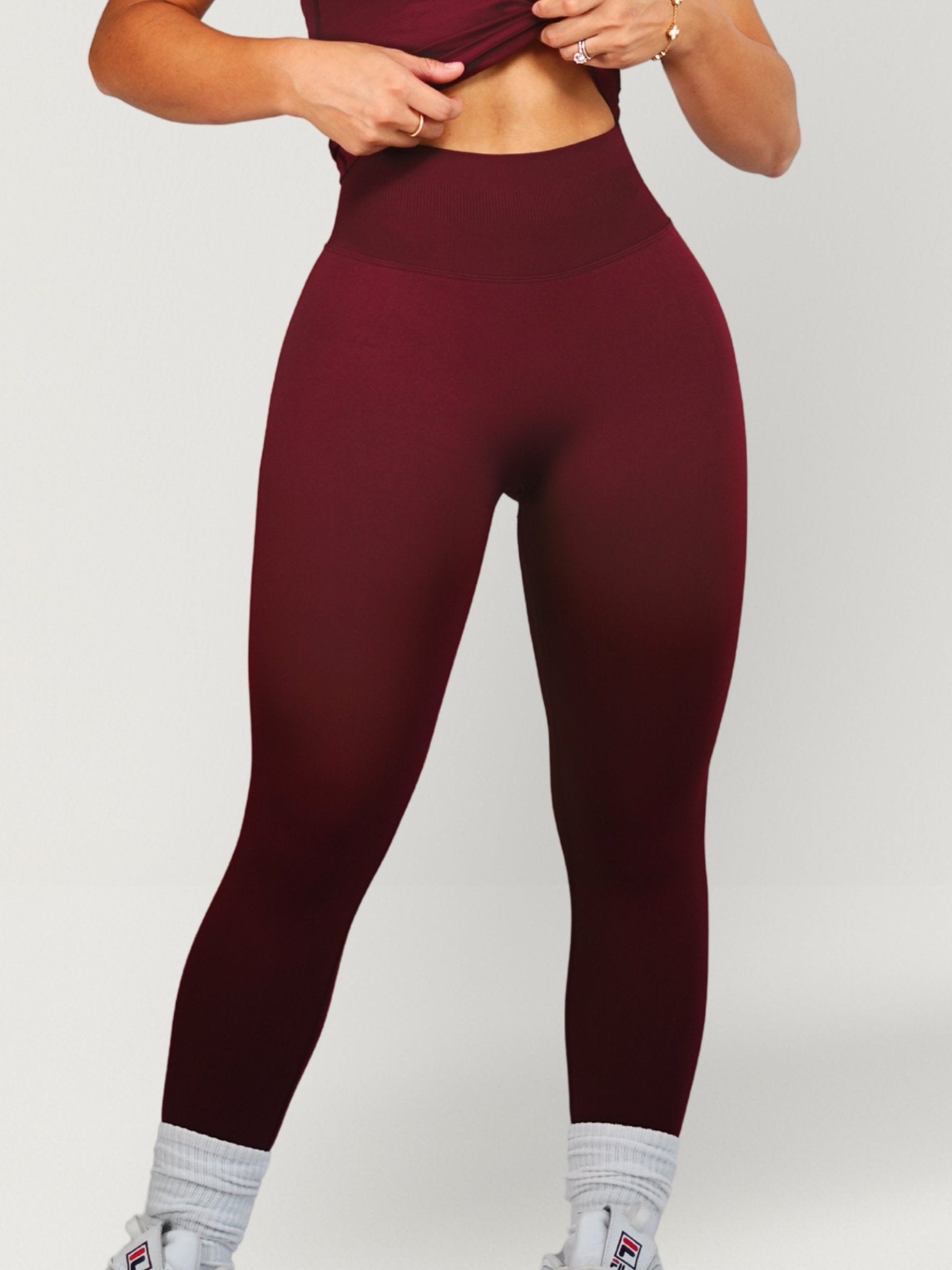 (PRE - ORDER) Curve Club Leggings (Deep Cherry) - Fitness Fashioness