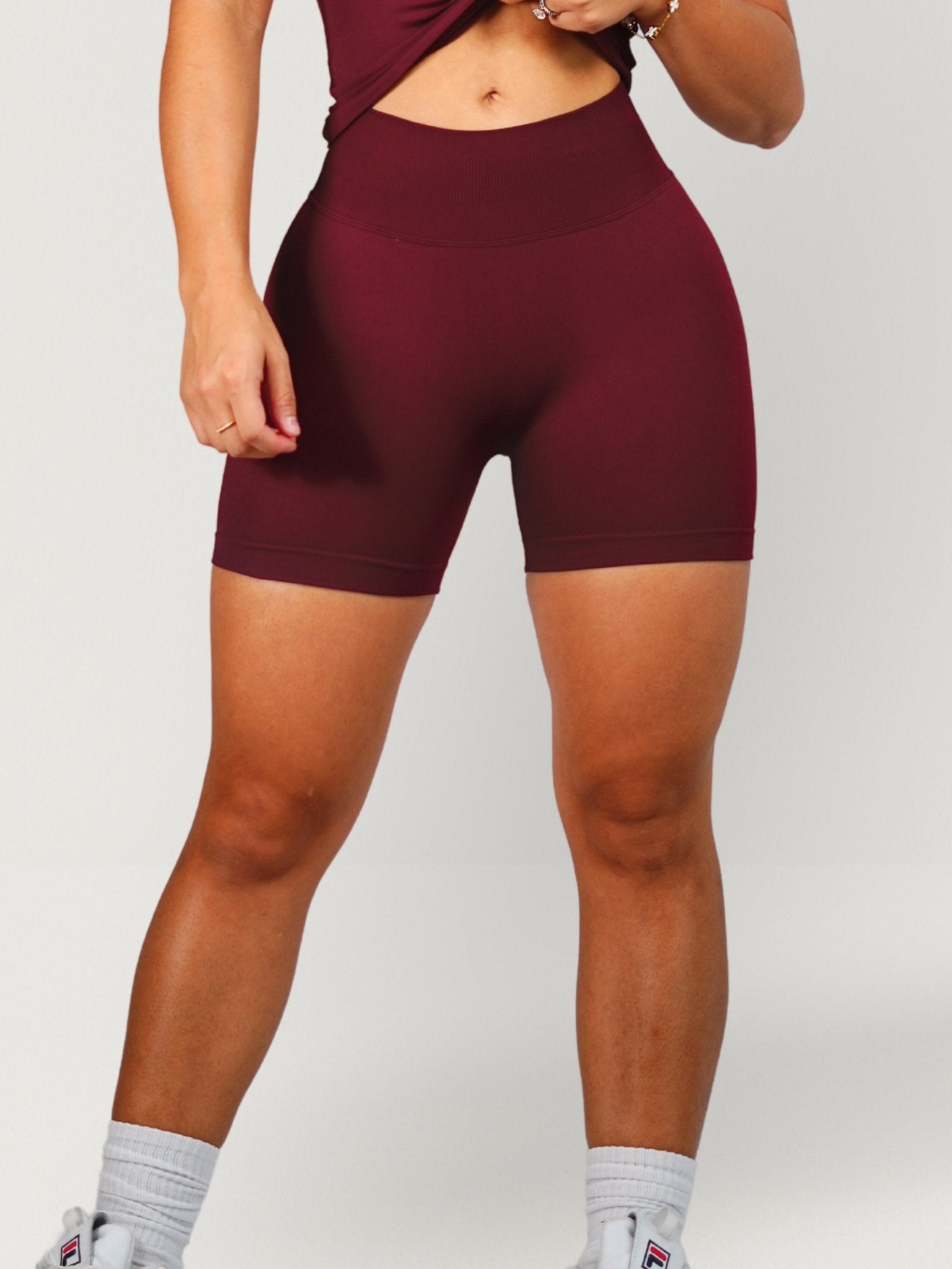 (PRE - ORDER) Curve Club Shorts (Deep Cherry) - Fitness Fashioness