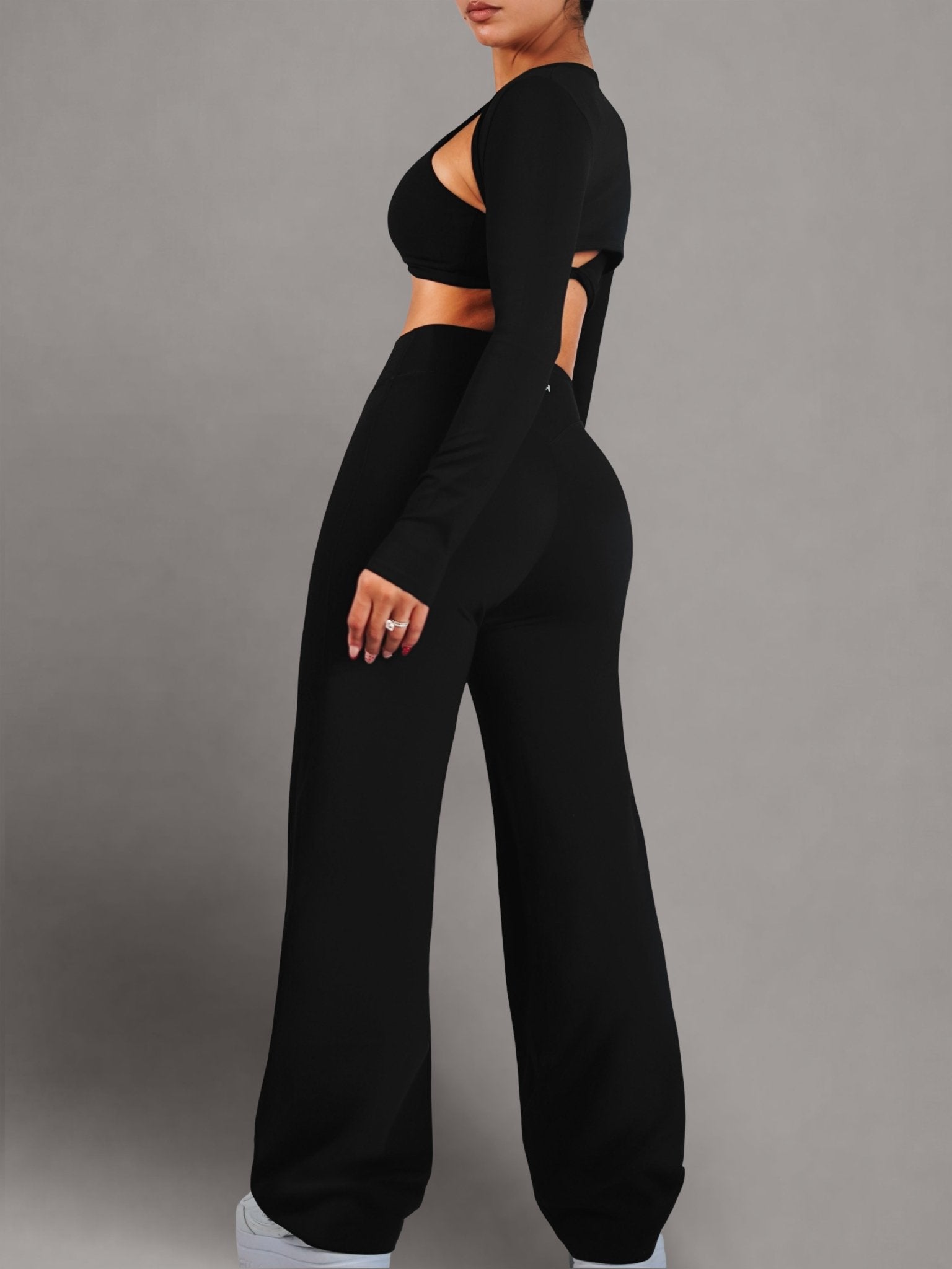 (PRE - ORDER) Dollhouse Straight Leg Leggings (Black) - Fitness Fashioness