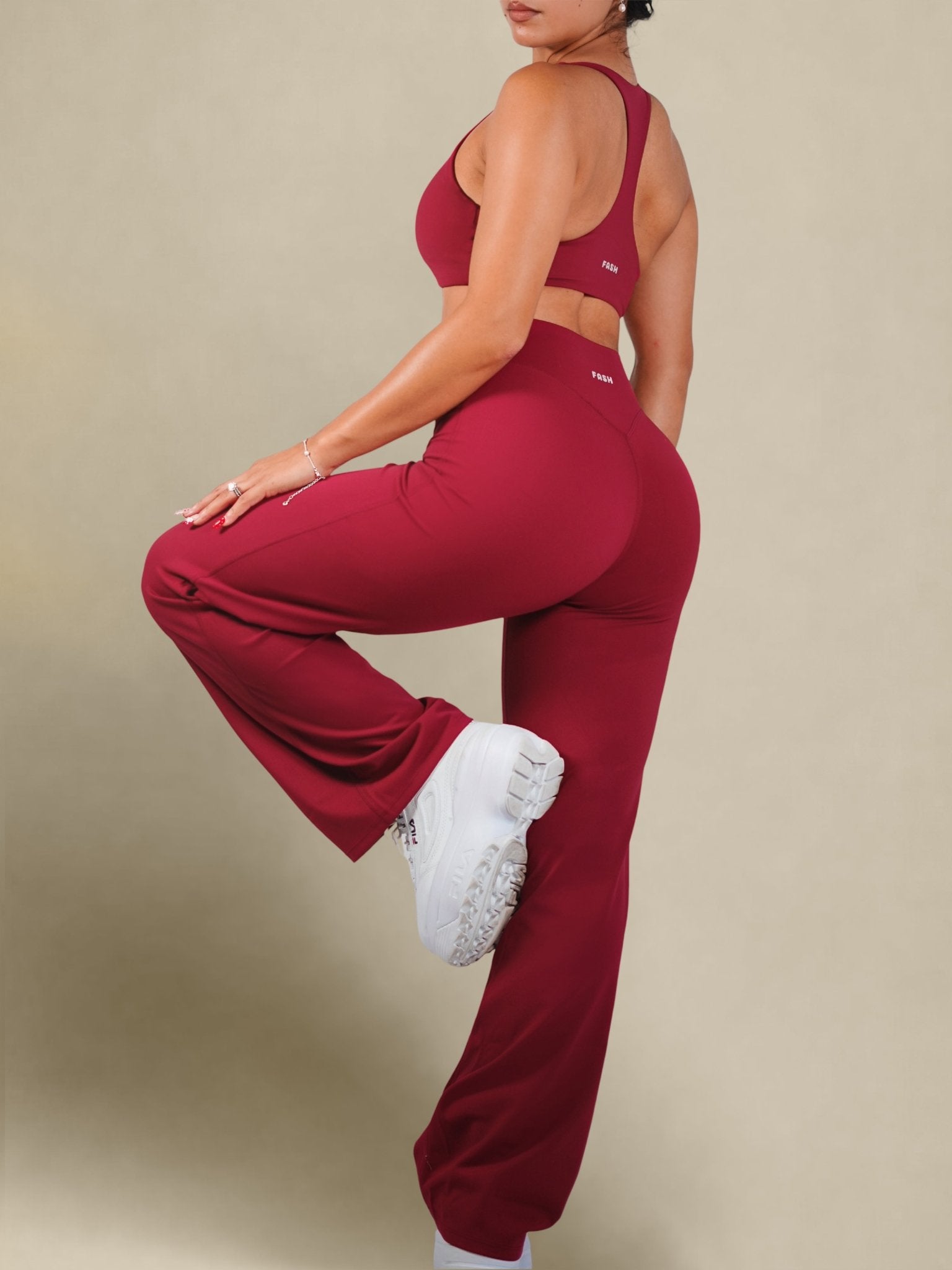 (PRE - ORDER) Dollhouse Straight Leg Leggings (Cherry Kiss) - Fitness Fashioness