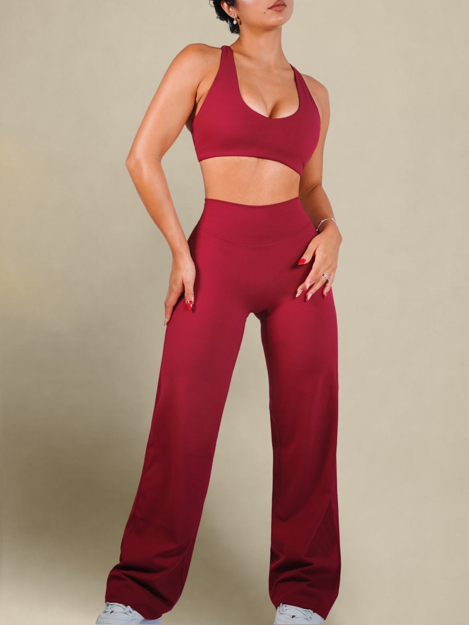 (PRE - ORDER) Dollhouse Straight Leg Leggings (Cherry Kiss) - Fitness Fashioness
