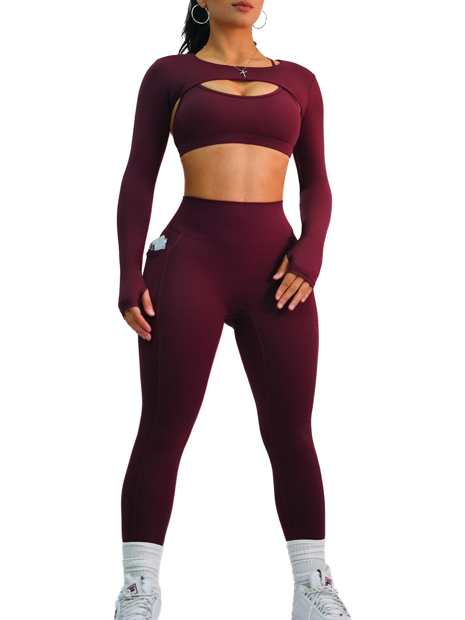 Premier Buttersoft Pocket Leggings (Burgundy) - Fitness Fashioness