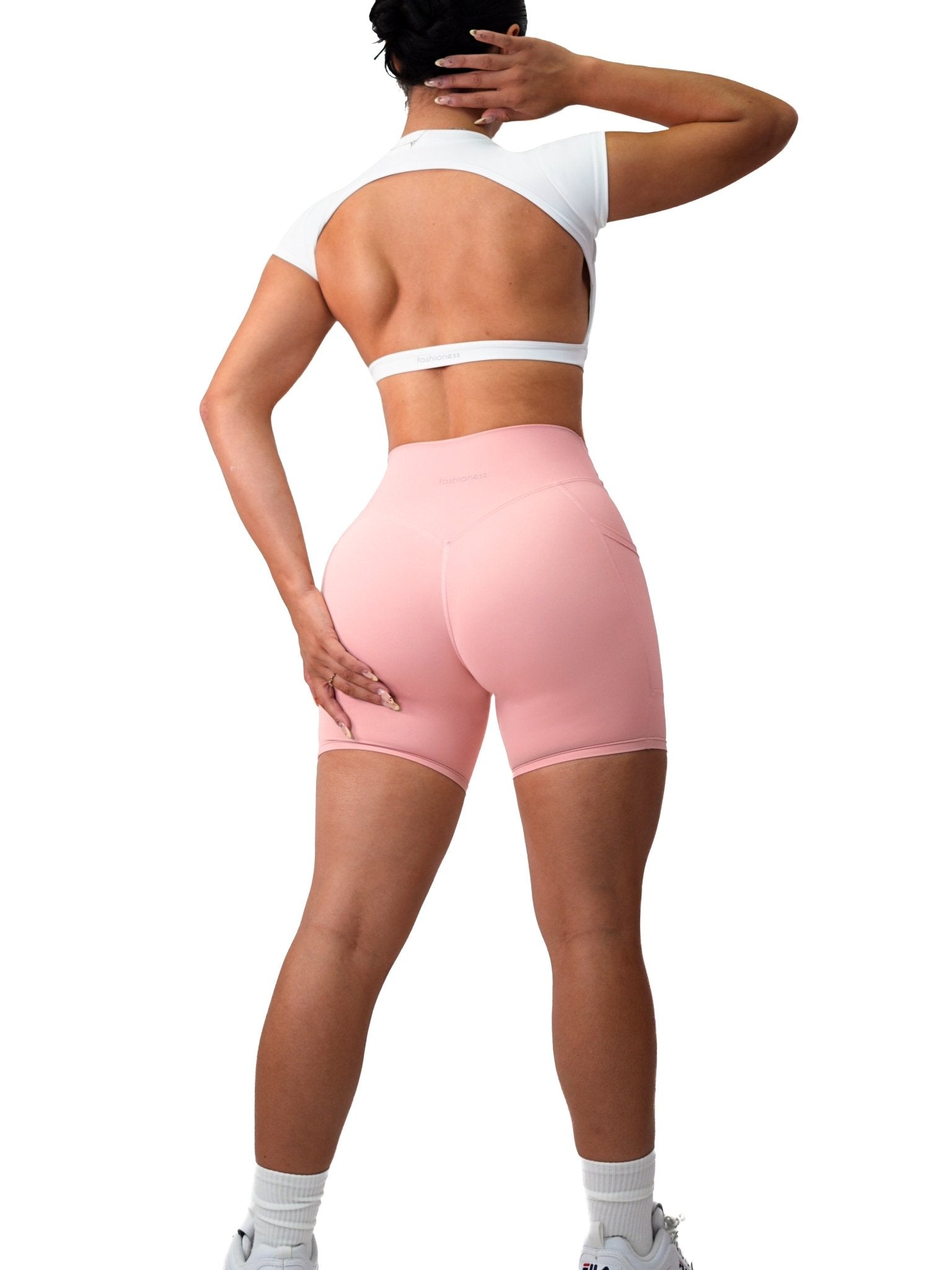 Premier Buttersoft Pocket Shorts (Blush Pink) - Fitness Fashioness