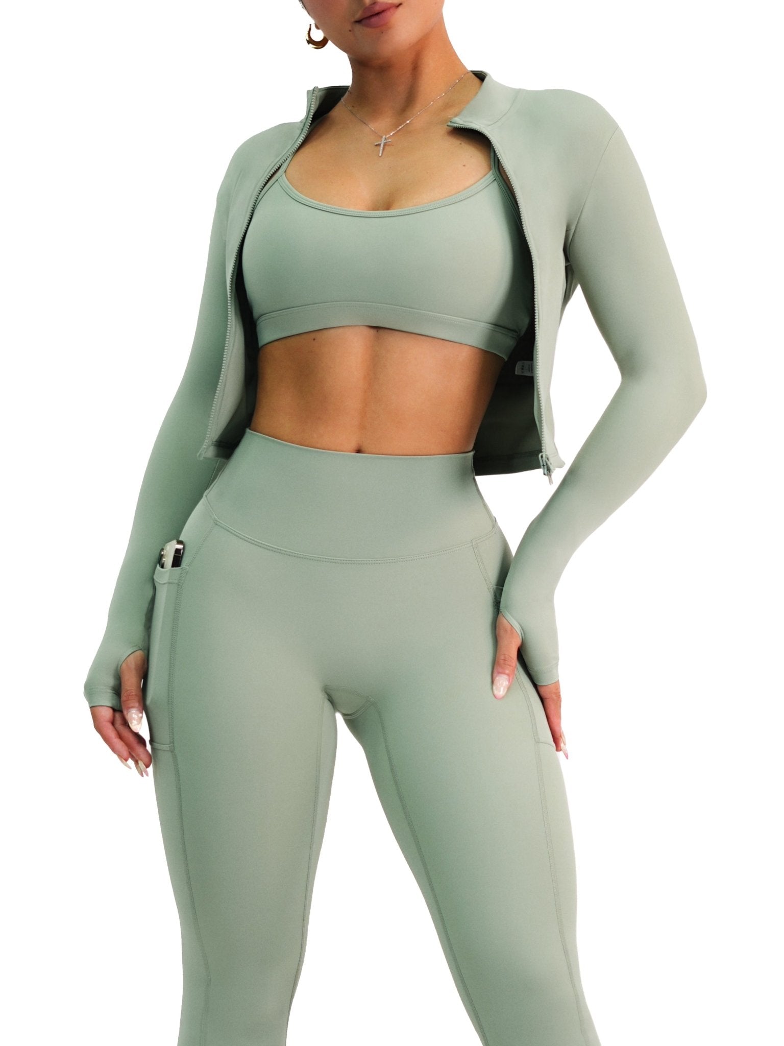 Premier Fitted BBL Compression Jacket (Eucalyptus) - Fitness Fashioness