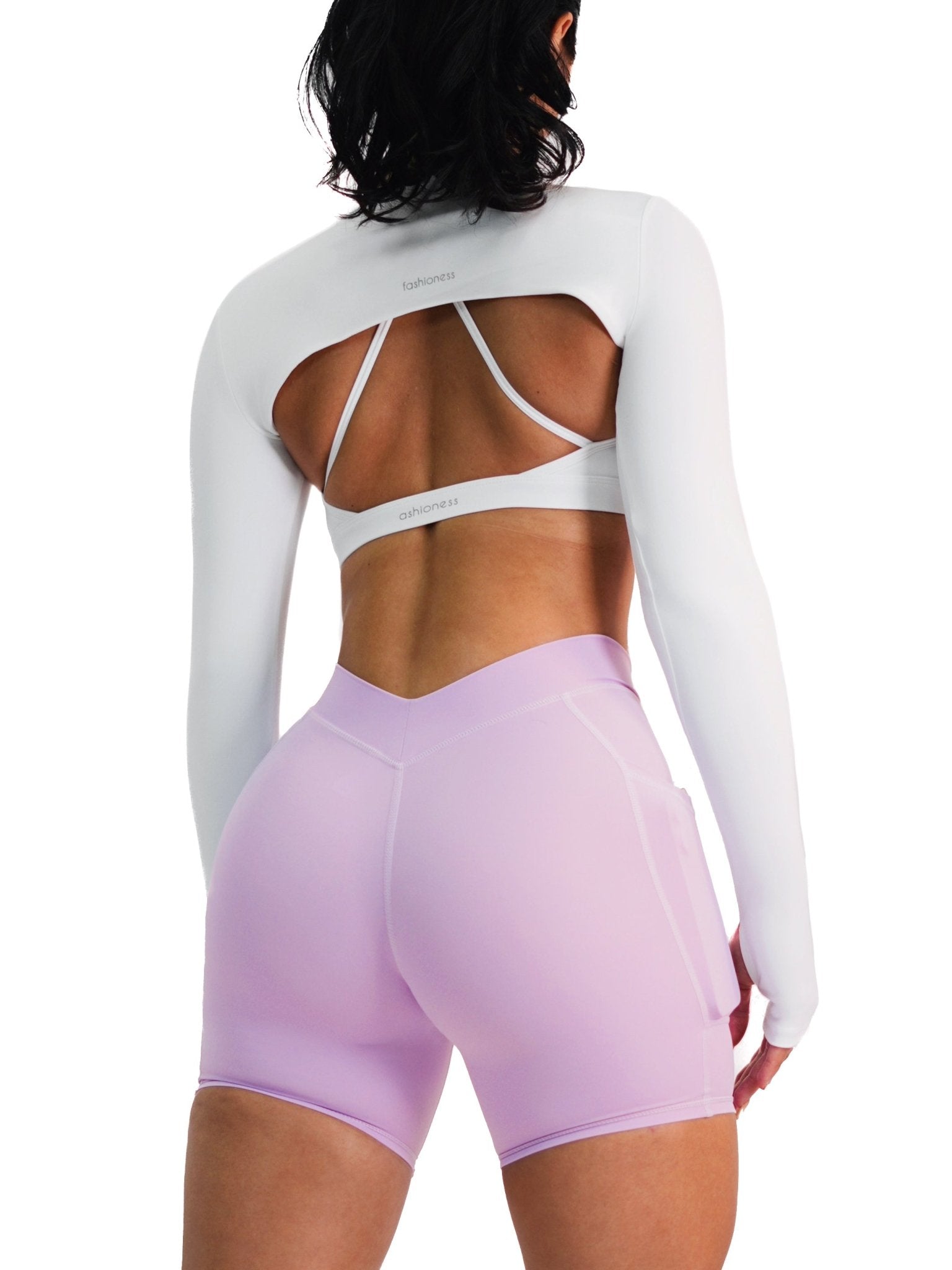 Premier Mini Crop Long Sleeves (White) - Fitness Fashioness