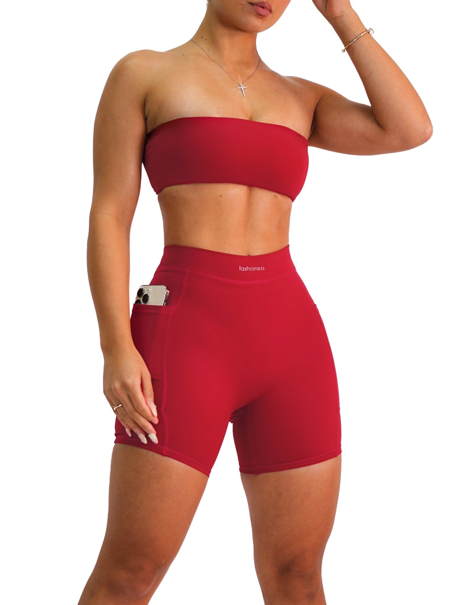 Premier Tube Top Sports Bra (Cherry Red) - Fitness Fashioness