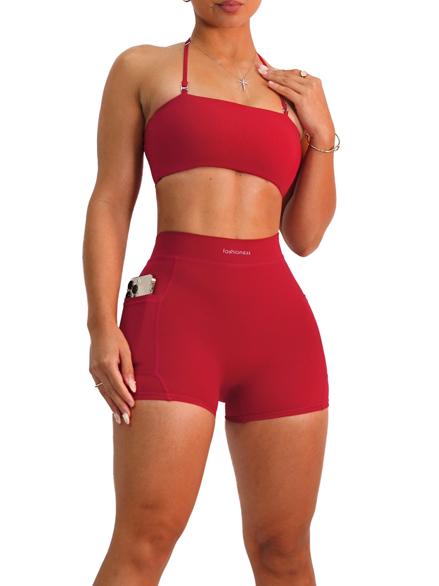 Premier Tube Top Sports Bra (Cherry Red) - Fitness Fashioness