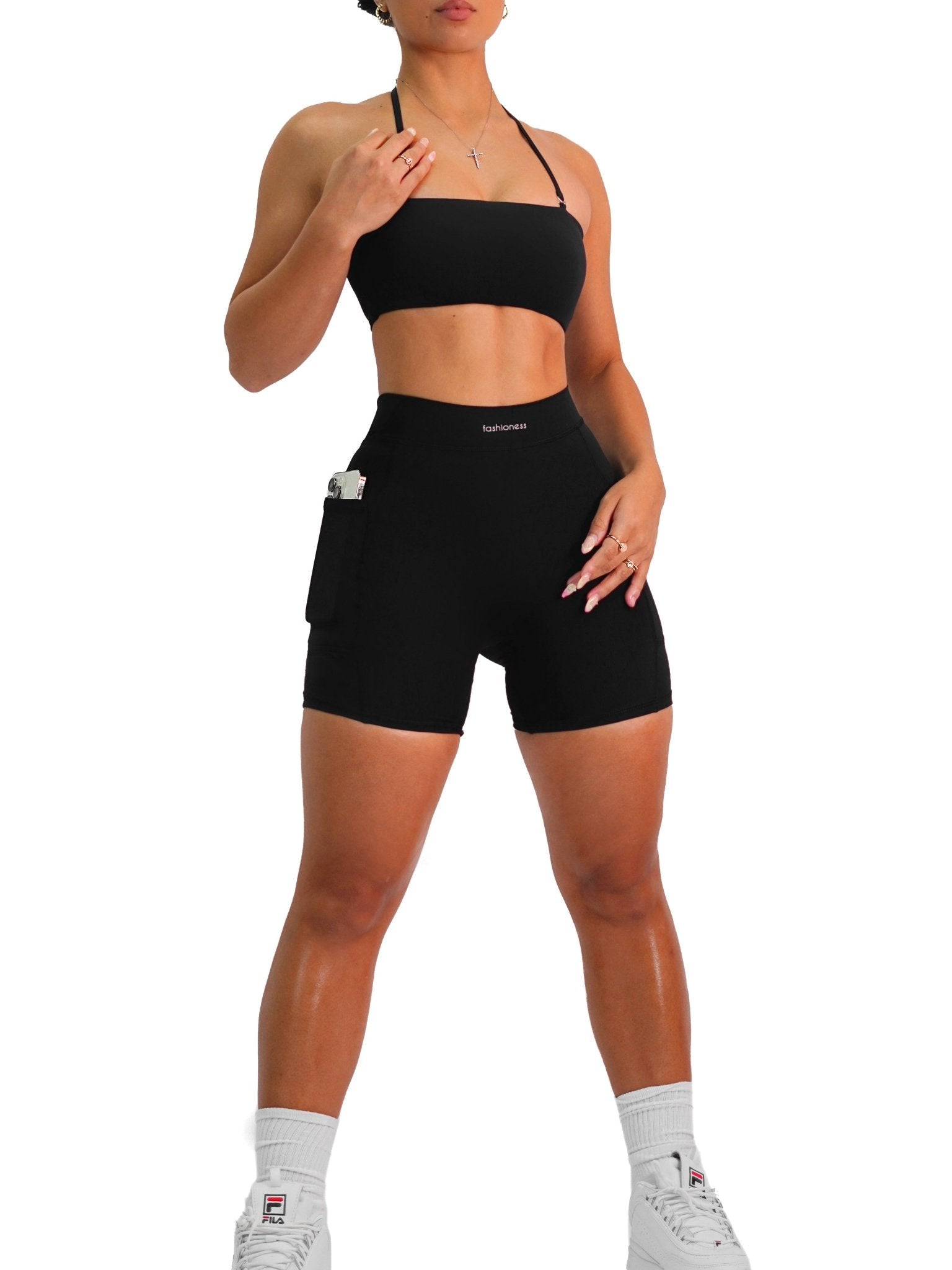 Premier V Back Pocket Shorts (Black) - Fitness Fashioness