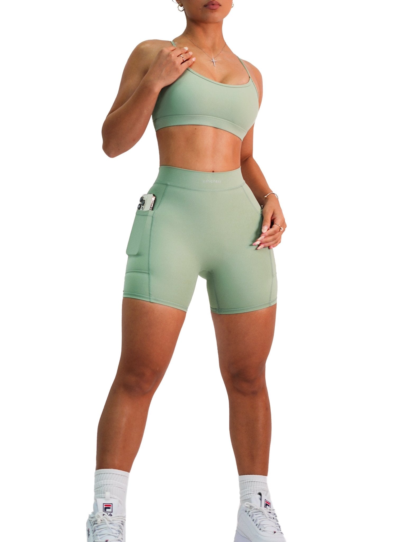 Premier V Back Pocket Shorts (Eucalyptus) - Fitness Fashioness