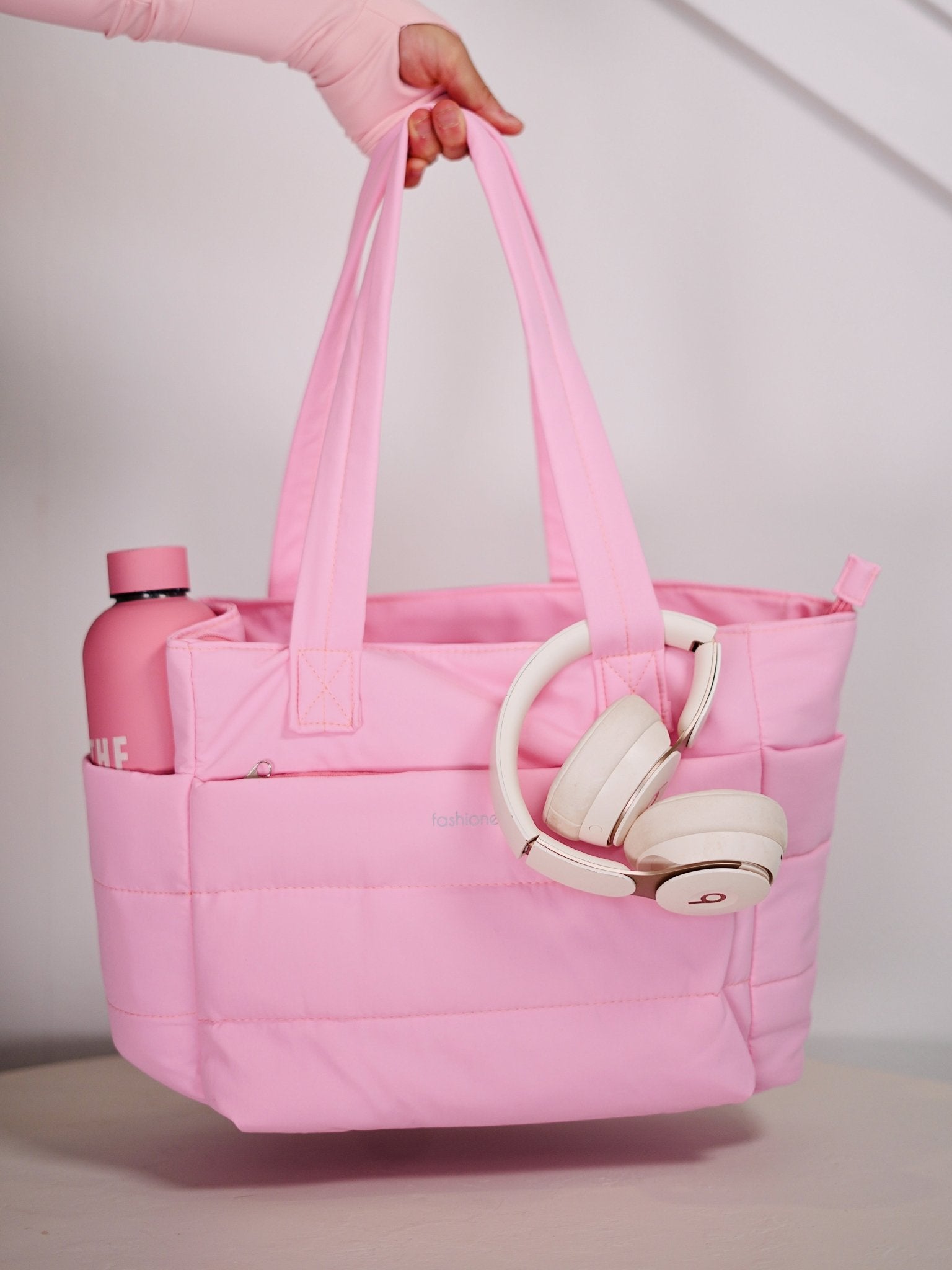 Puffer Sports Tote Bag (Cream) - Fitness Fashioness