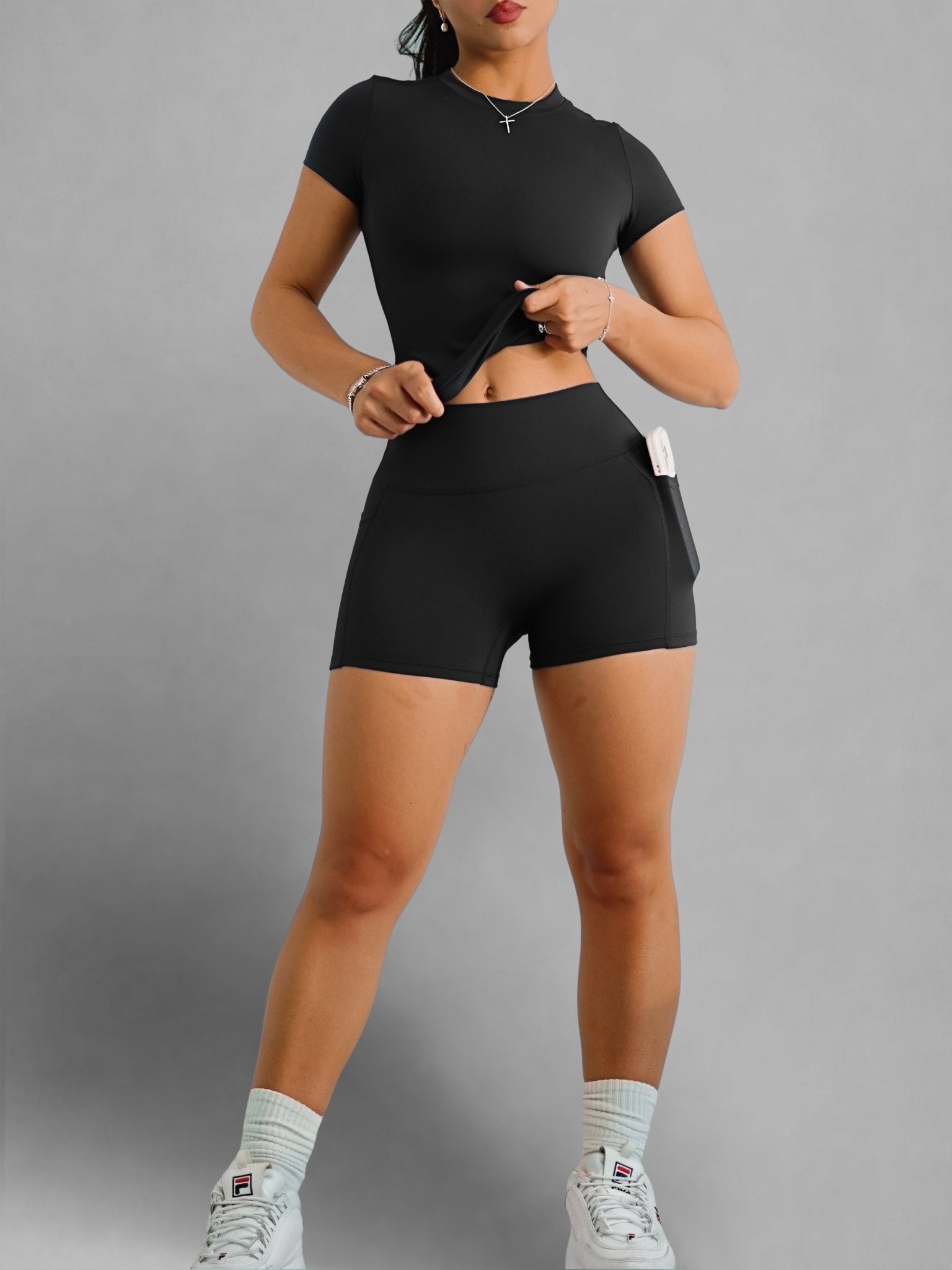 PureForm Pocket Shorts (Black Ting) - Fitness Fashioness