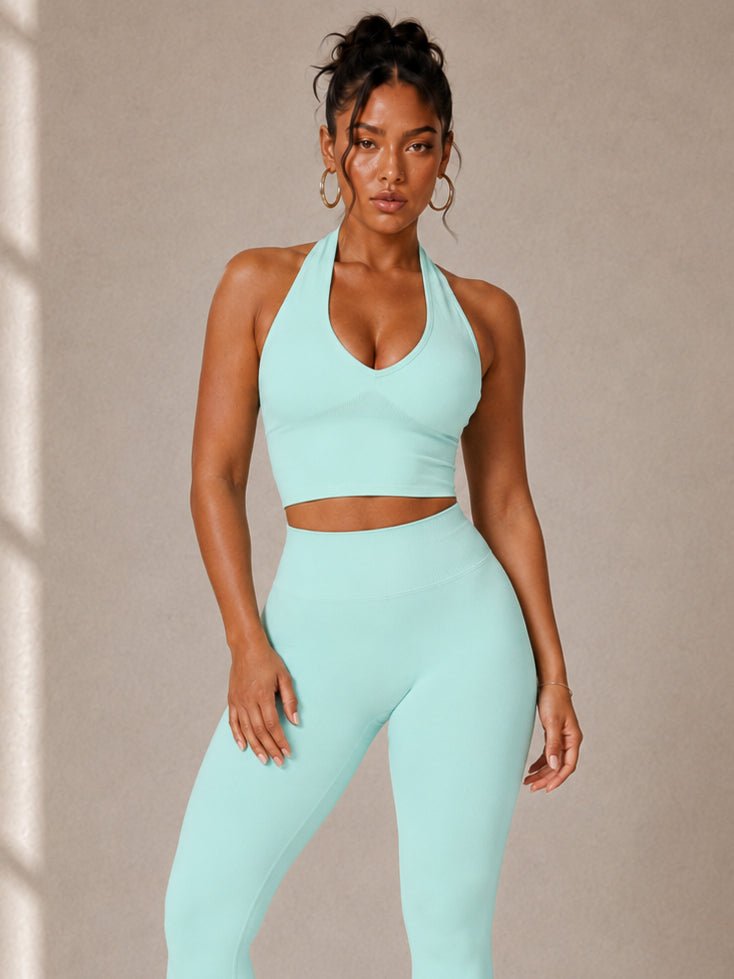 Refine Halter Sports Top (Minty Blue) - Fitness Fashioness